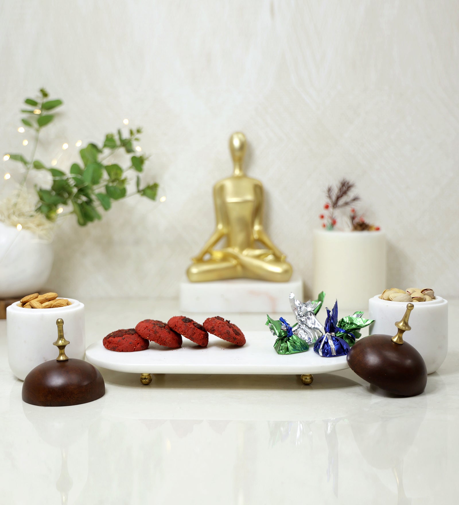 Decorative Canister Set of 3 Canisters with Platter