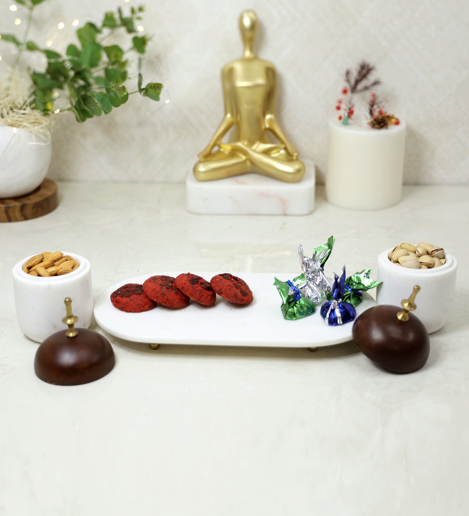 Decorative Canister Set of 3 Canisters with Platter