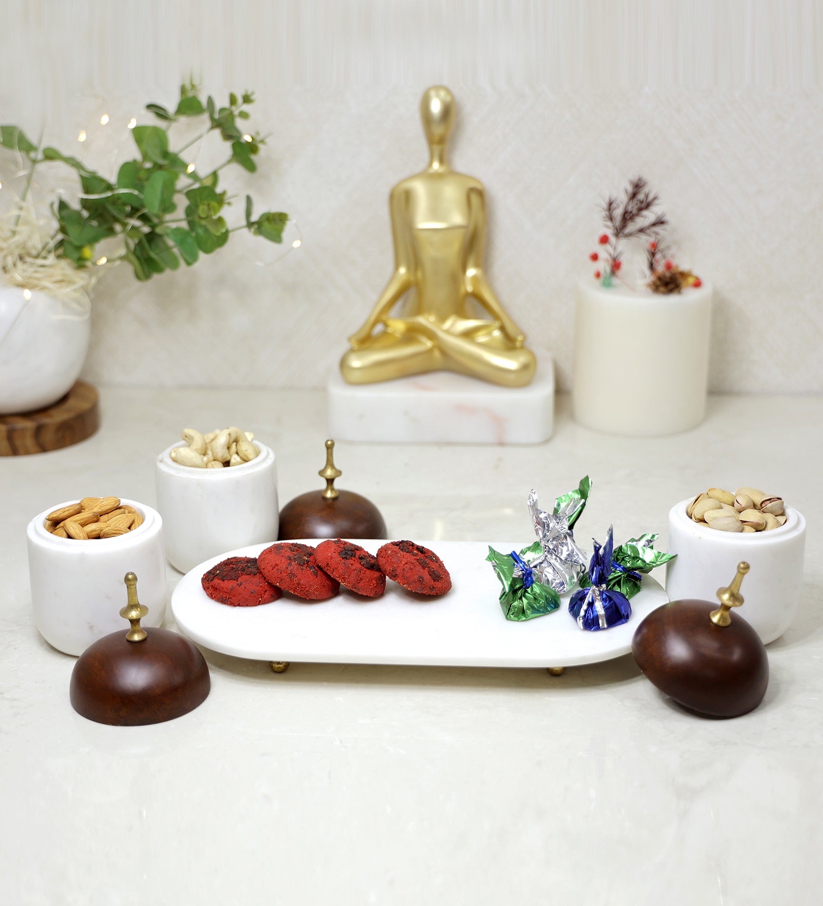 Decorative Canister Set of 3 Canisters with Platter