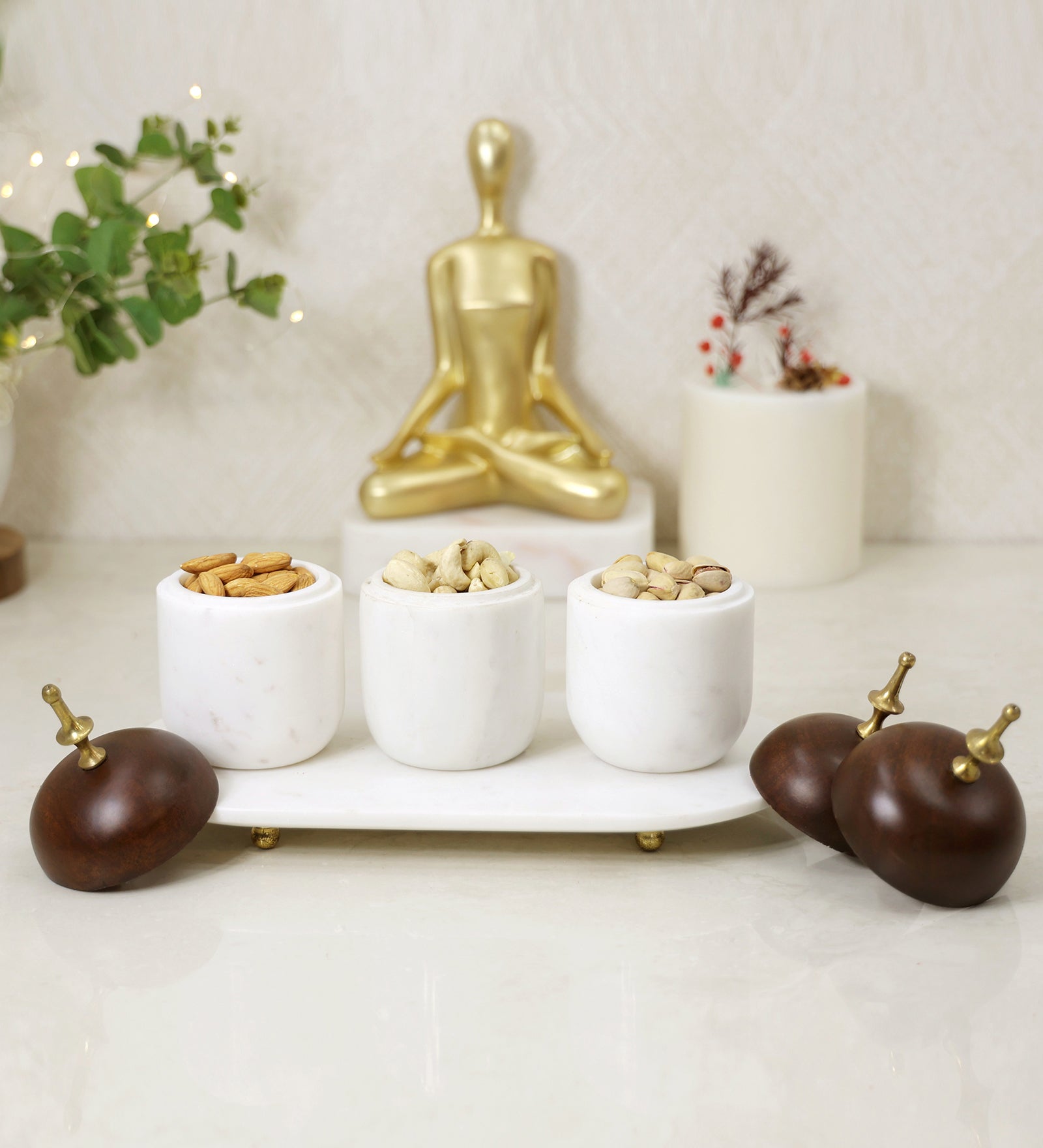 Decorative Canister Set of 3 Canisters with Platter