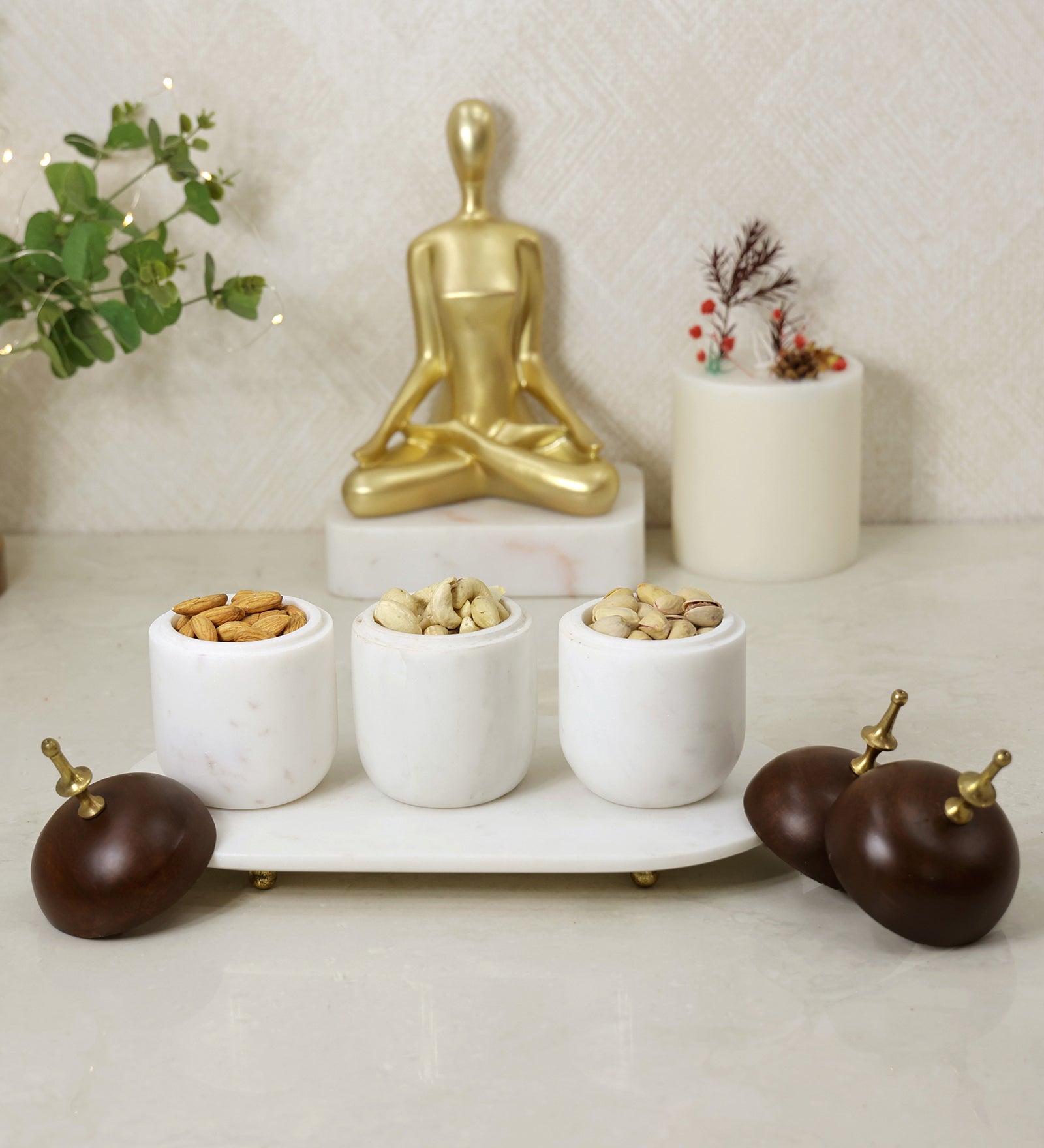 Decorative Canister Set of 3 Canisters with Platter