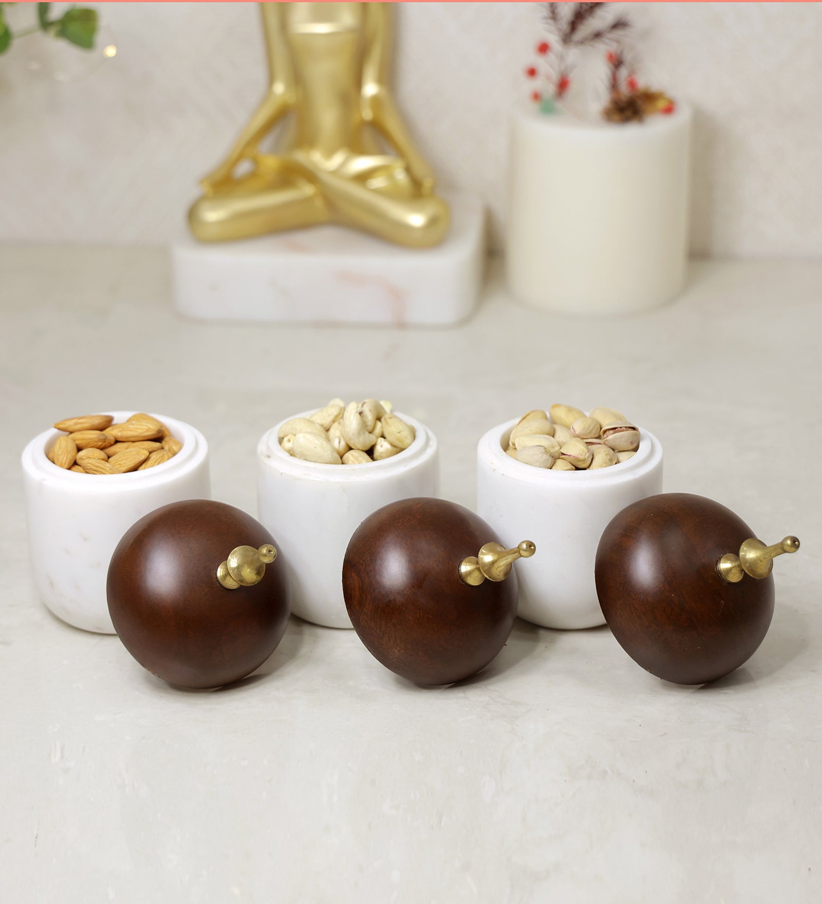 Decorative Canister Set of 3 Canisters with Platter