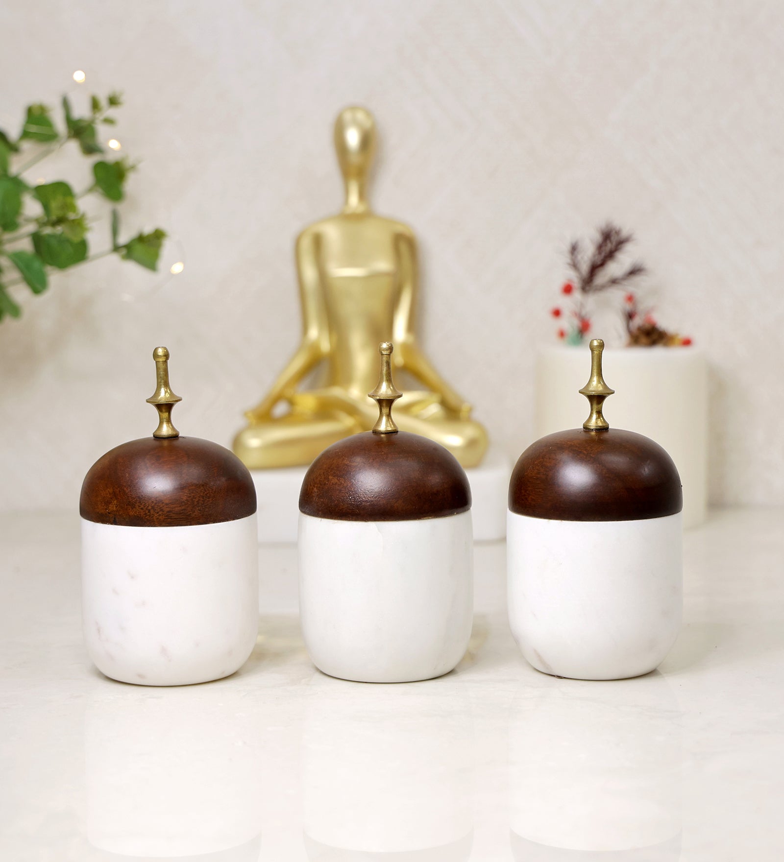 Decorative Canister Set of 3 Canisters with Platter