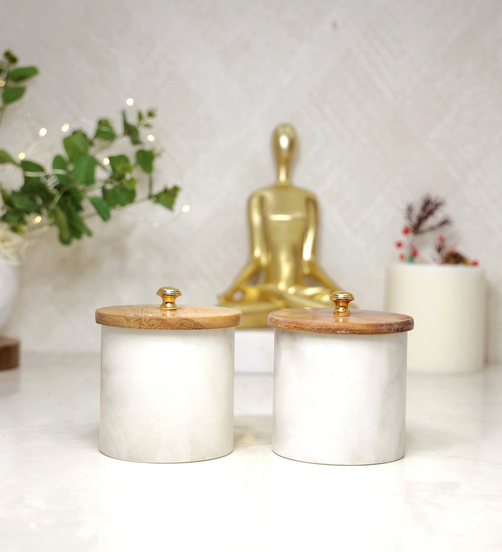 Contemporary Airtight Container Set of 2 Canisters with Platter