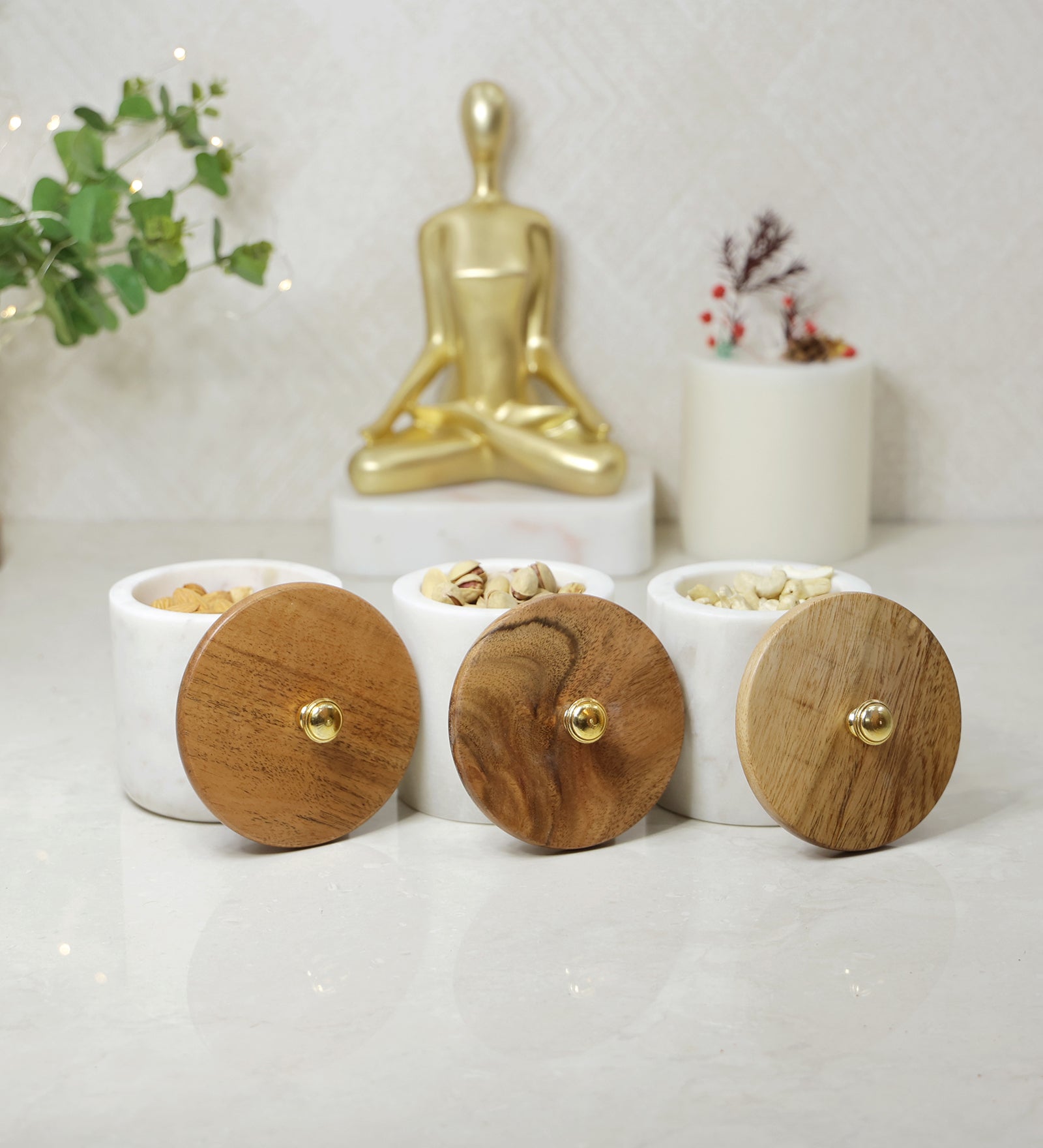 Contemporary Airtight Container Set of 3 Canisters with Platter