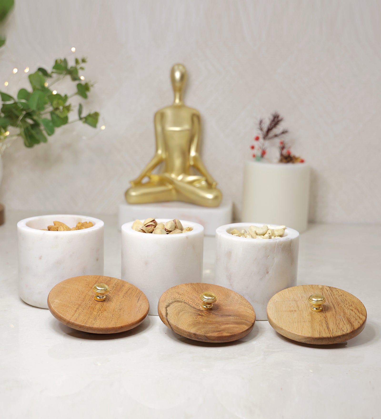Contemporary Airtight Container Set of 3 Canisters with Platter