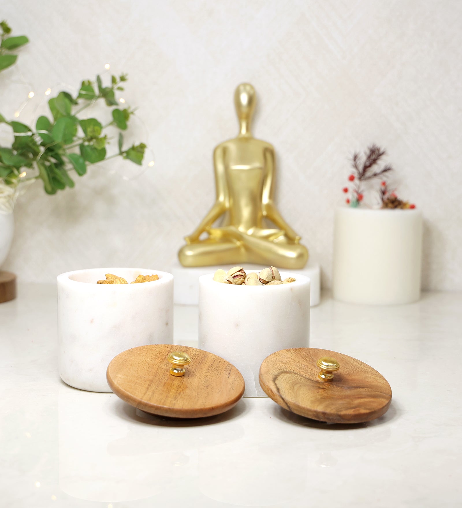 Contemporary Airtight Container Set of 2 Canisters with Platter