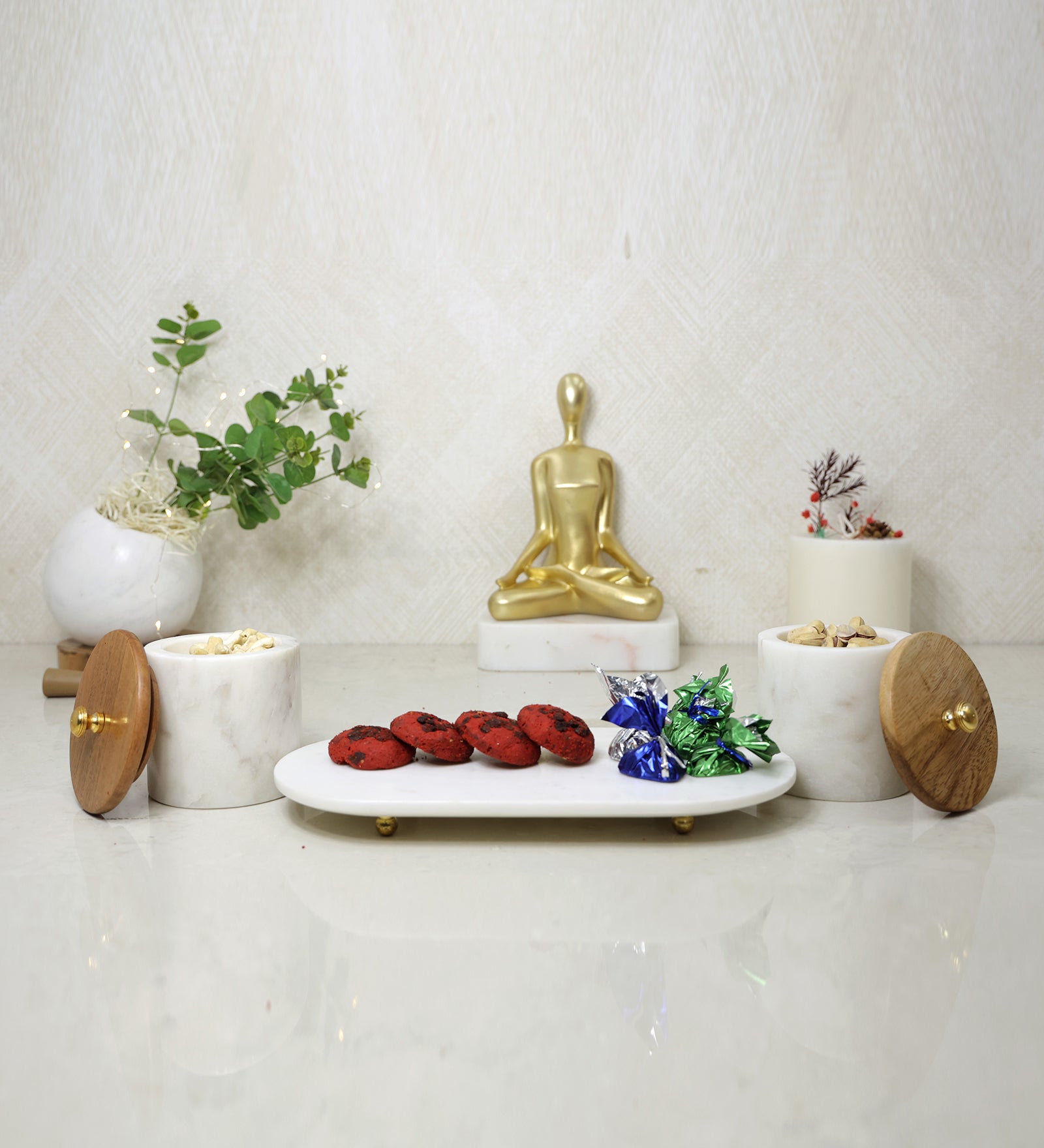 Contemporary Airtight Container Set of 2 Canisters with Platter