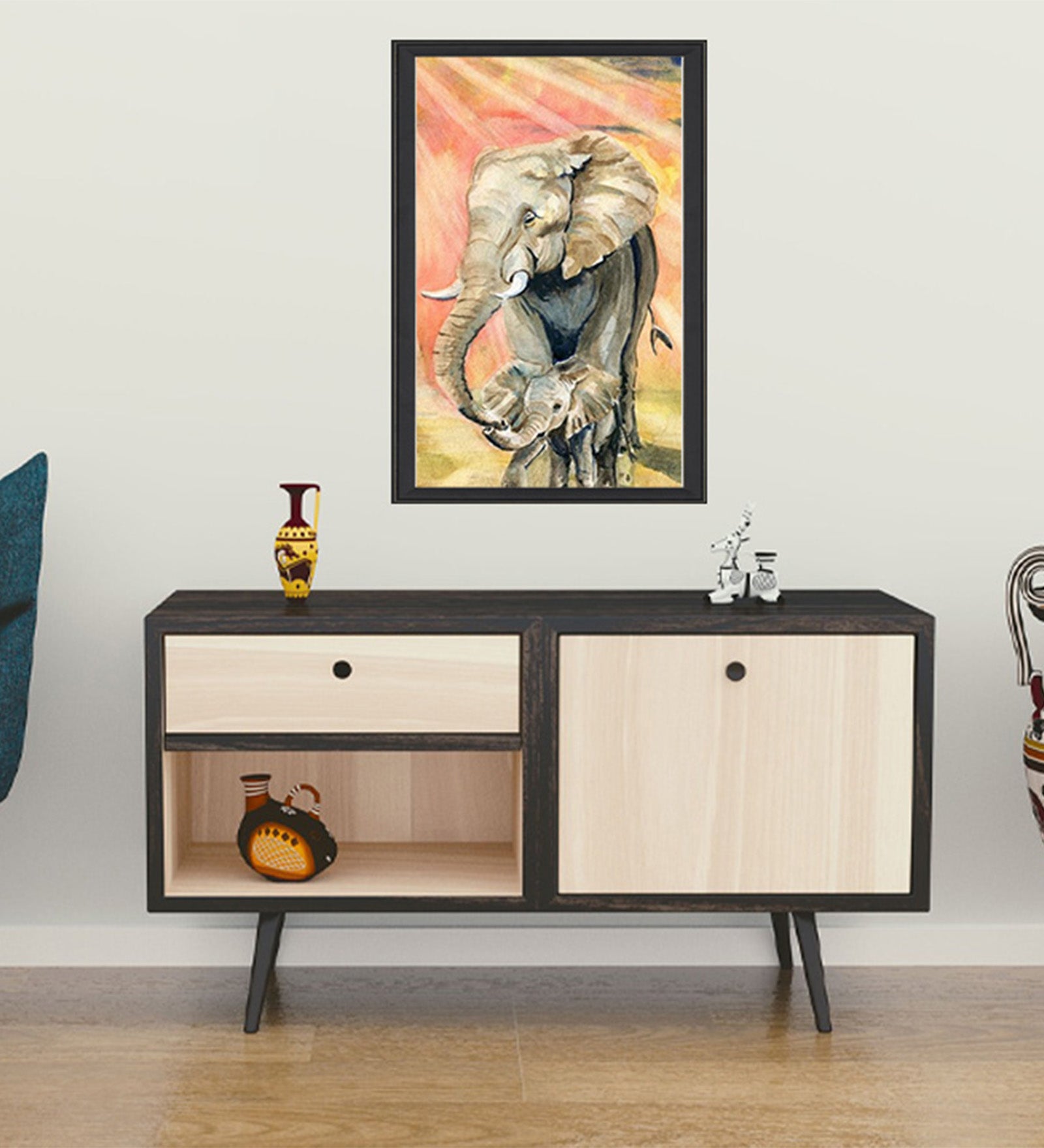 Mother and Baby Elephant Vastu Wall Art
