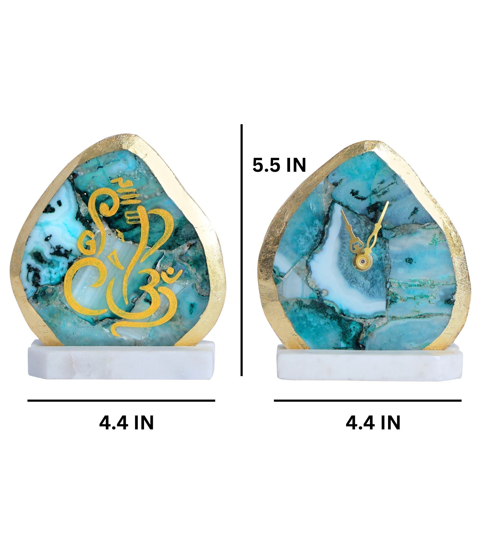 Set of one Agate Table Clock and one Ganesha Showpiece