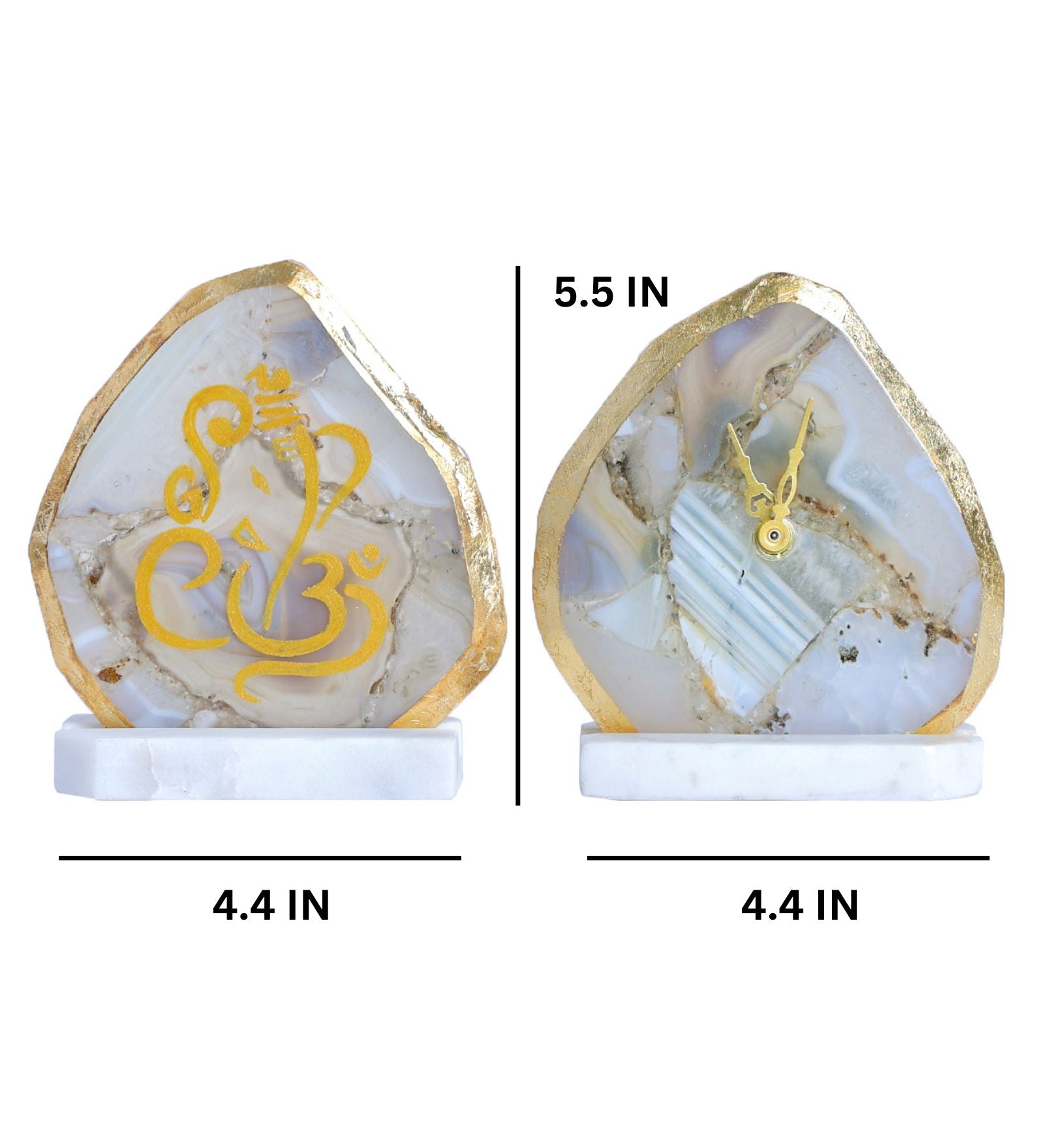 Set of one Agate Table Clock and one Ganesha Showpiece