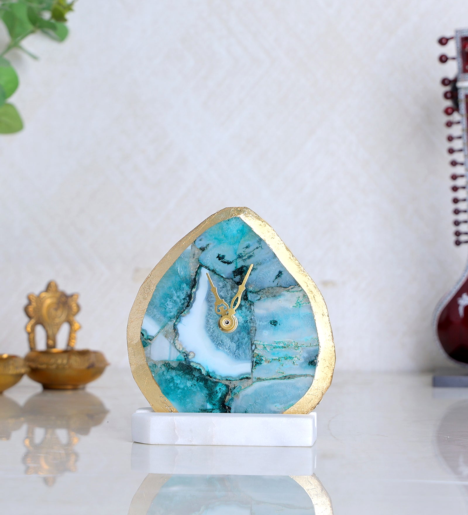Agate Designer Table clock Blue