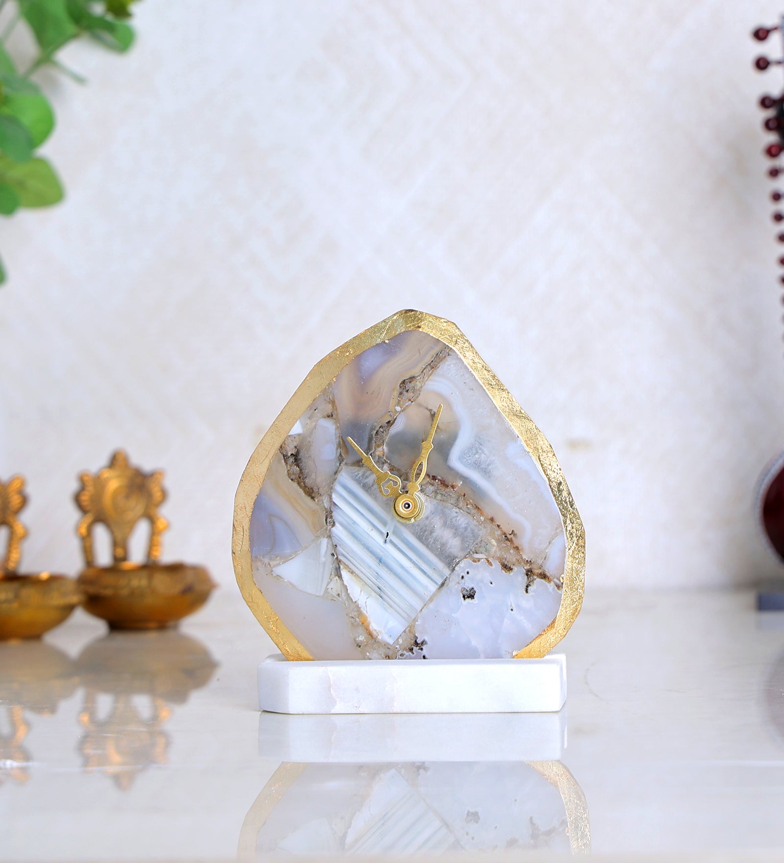 Agate Designer Table clock Grey