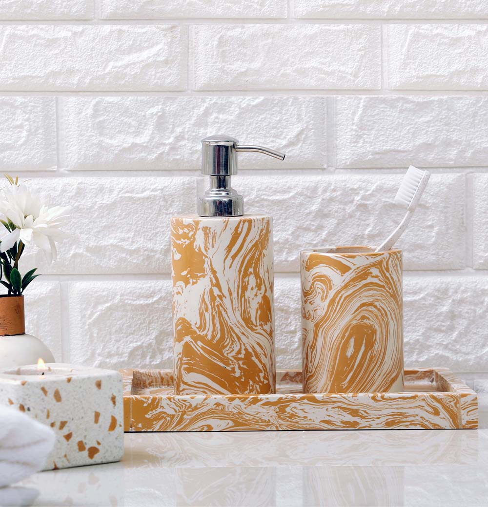Yellow Marble Bath Set
