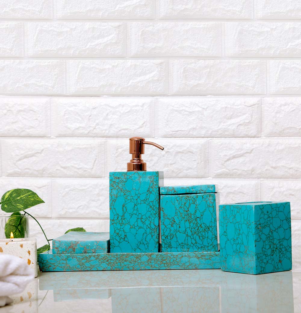 Blue Marble Bath Set