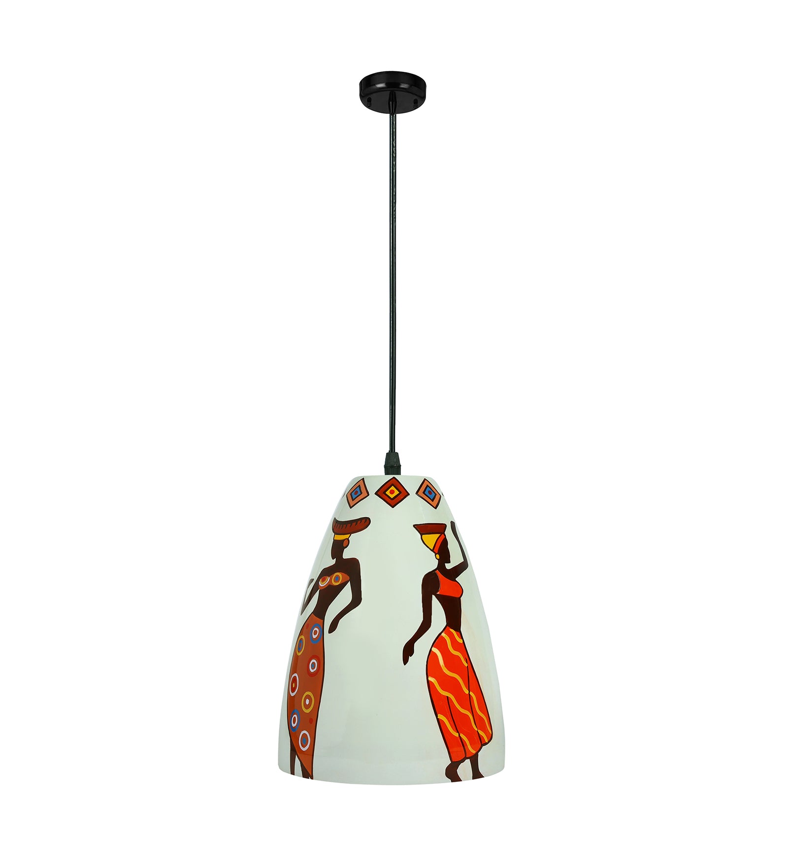 Folk Art Glass Hanging Light