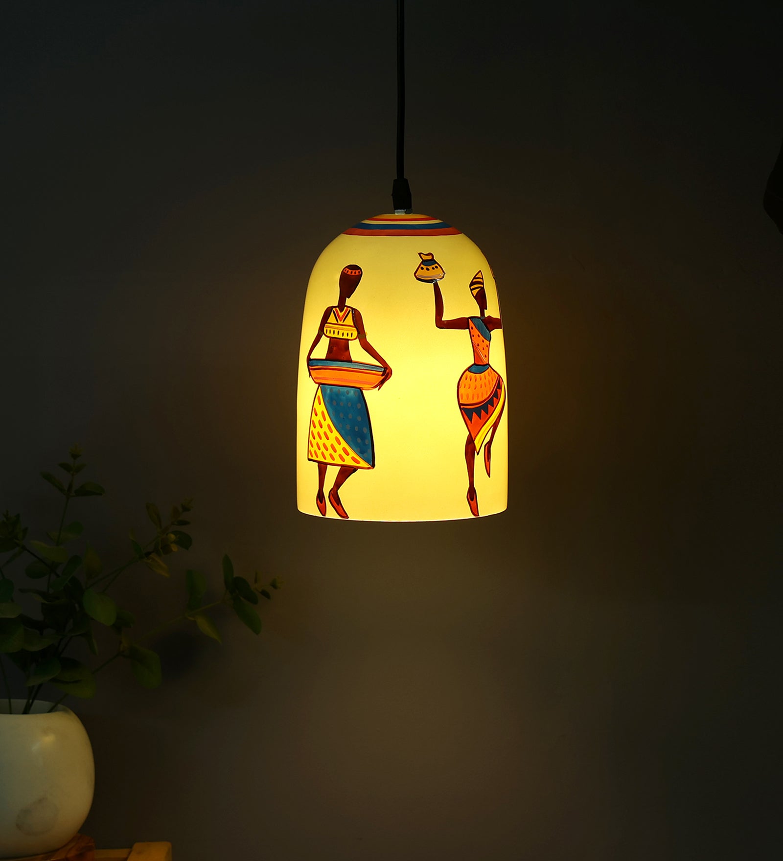 Folk Vibes Glass Hanging Light