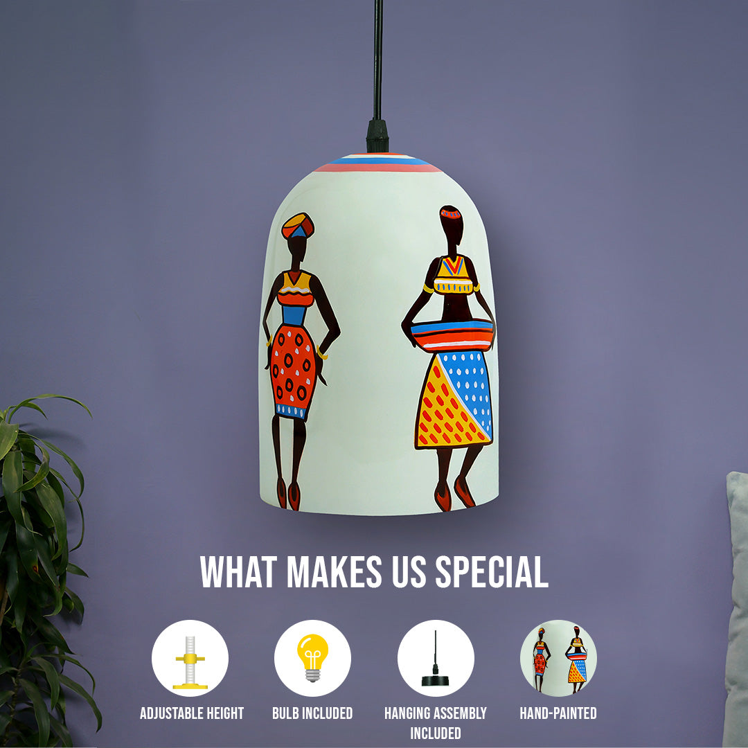 Folk Vibes Glass Hanging Light