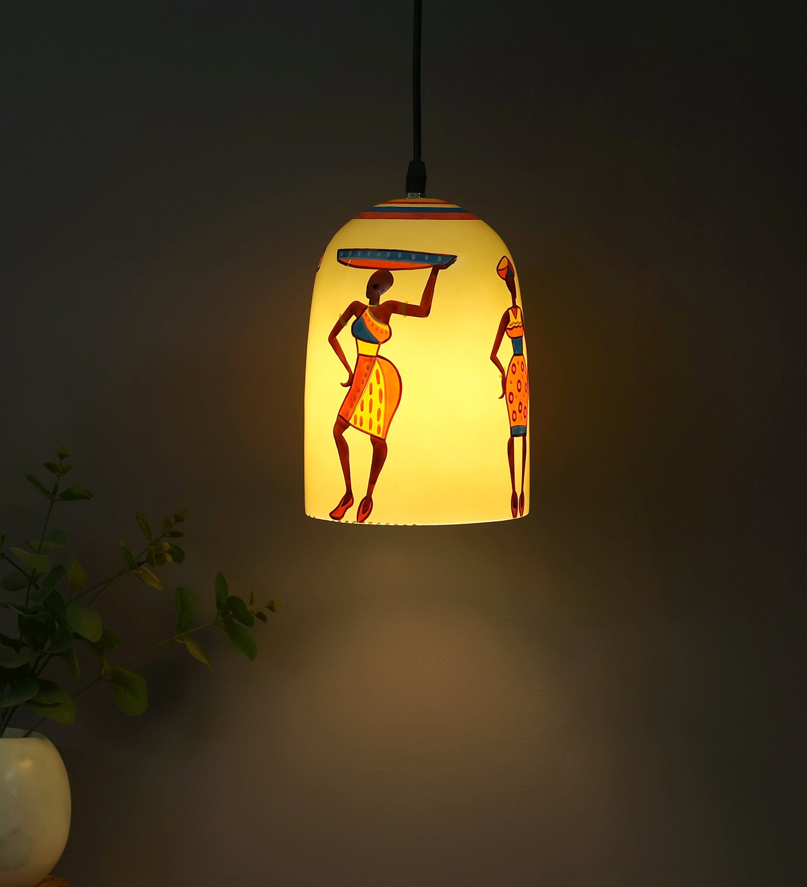 Folk Vibes Glass Hanging Light
