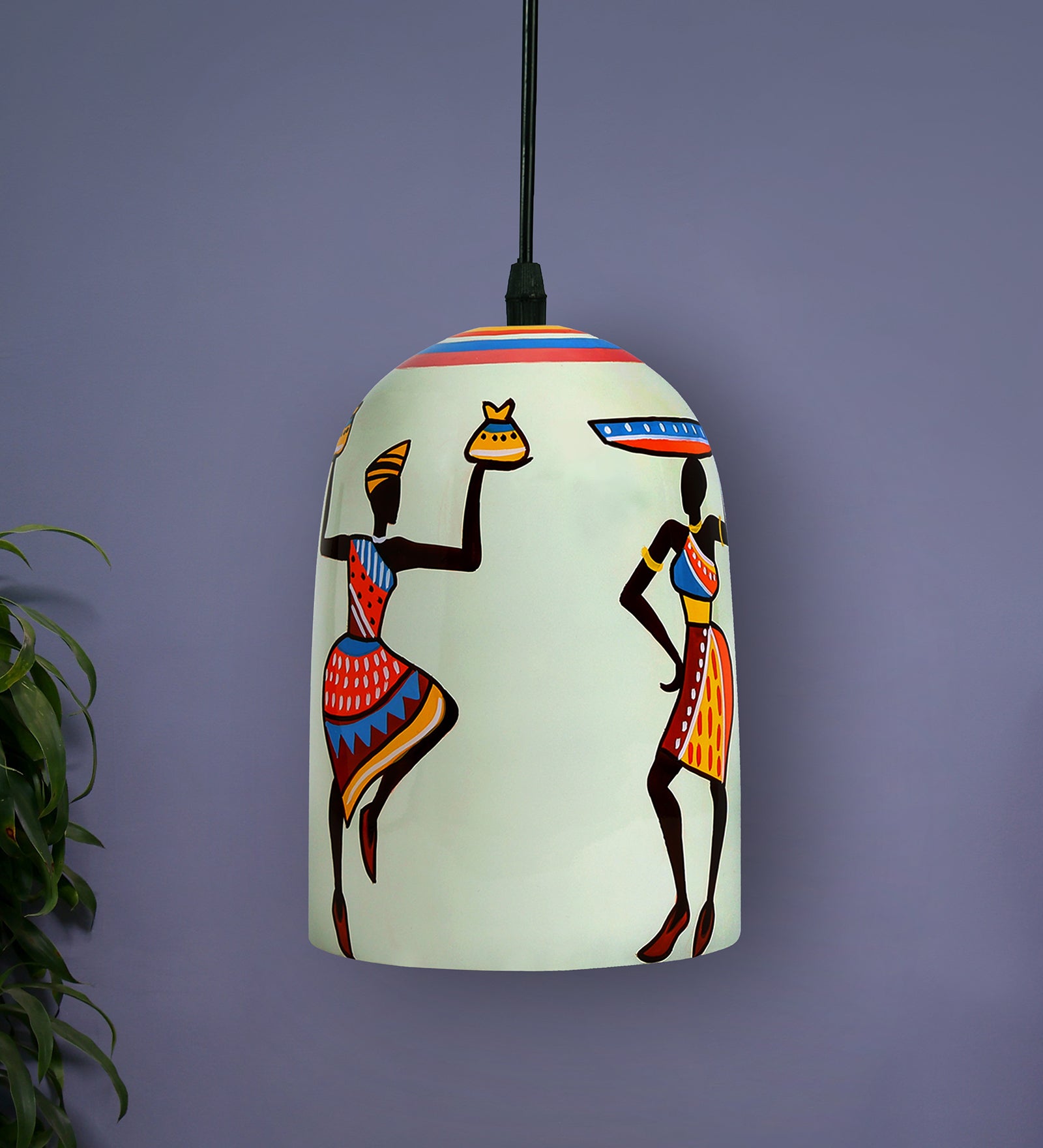 Folk Vibes Glass Hanging Light