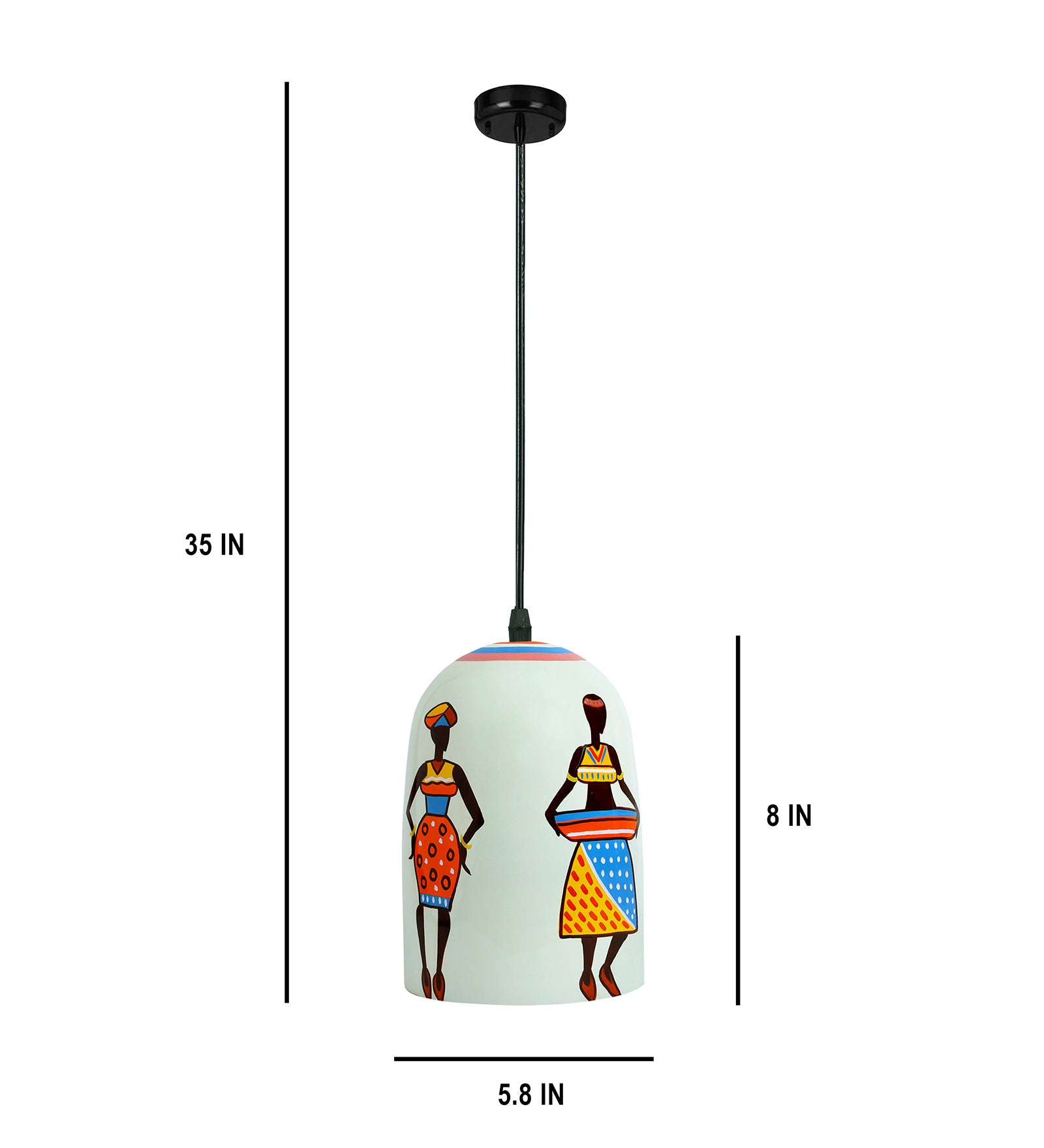 Folk Vibes Glass Hanging Light