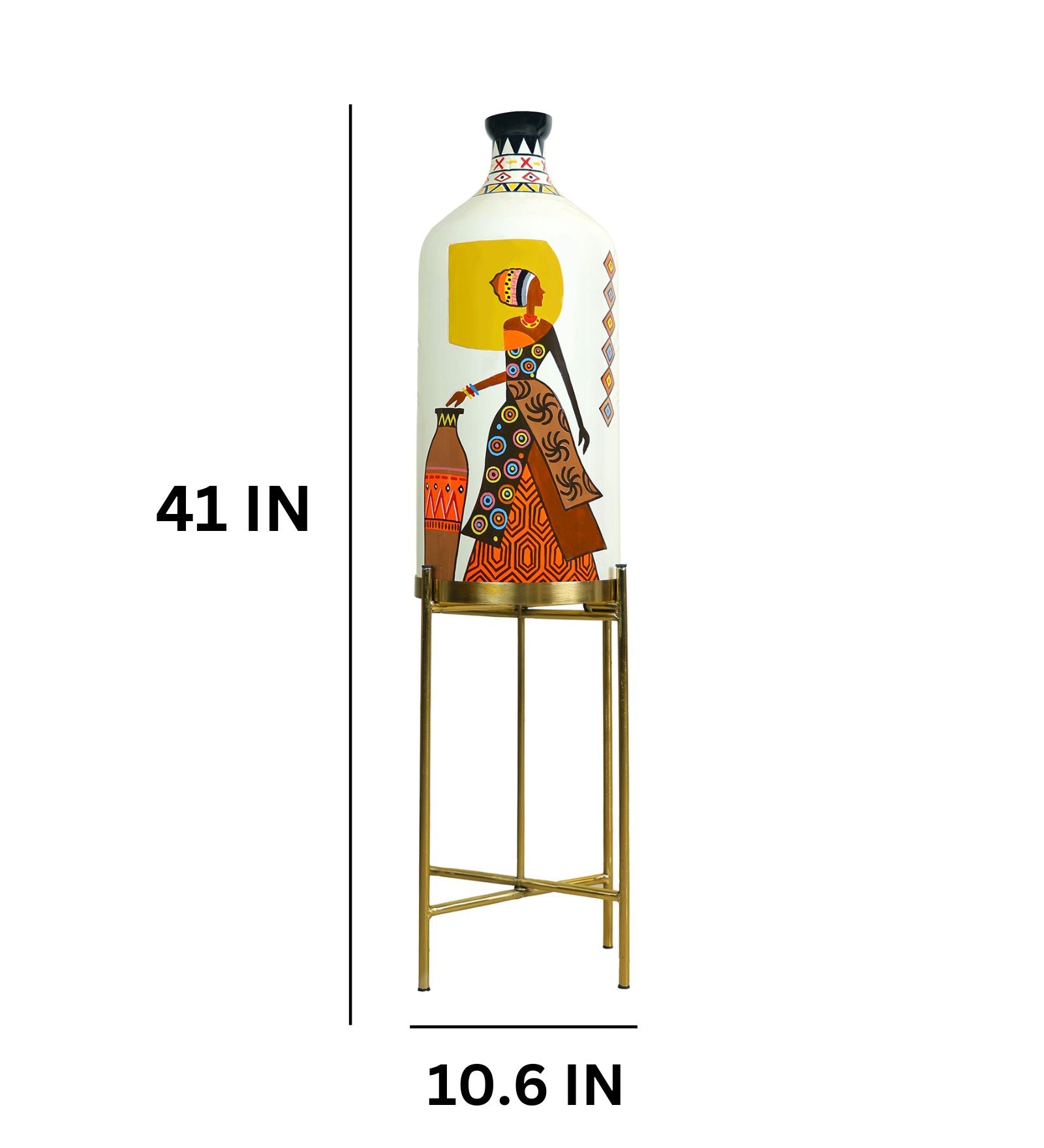 Belly Lady Hand Painted Floor Lamp With Foldable Metal Stand