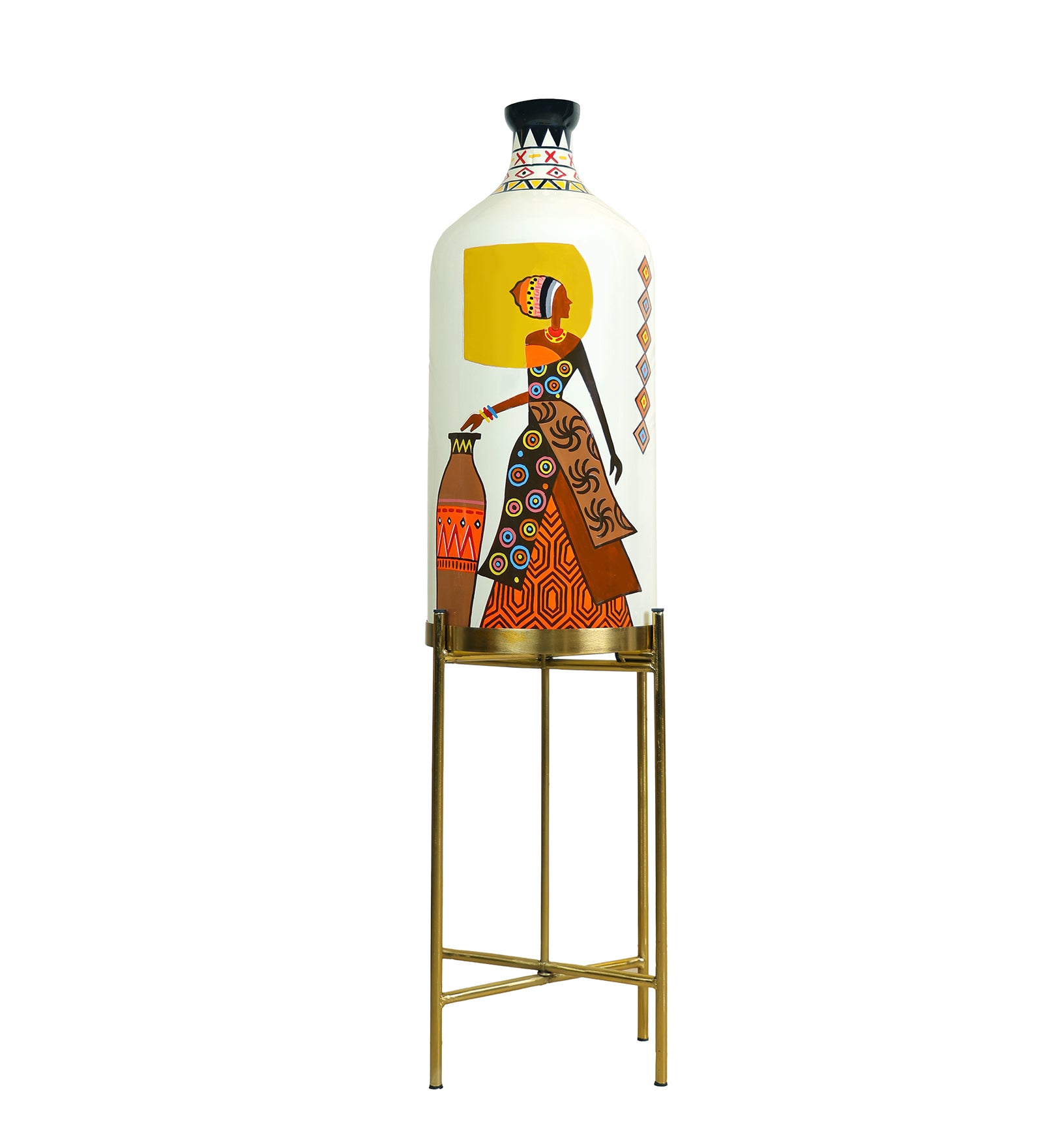 Belly Lady Hand Painted Floor Lamp With Foldable Metal Stand