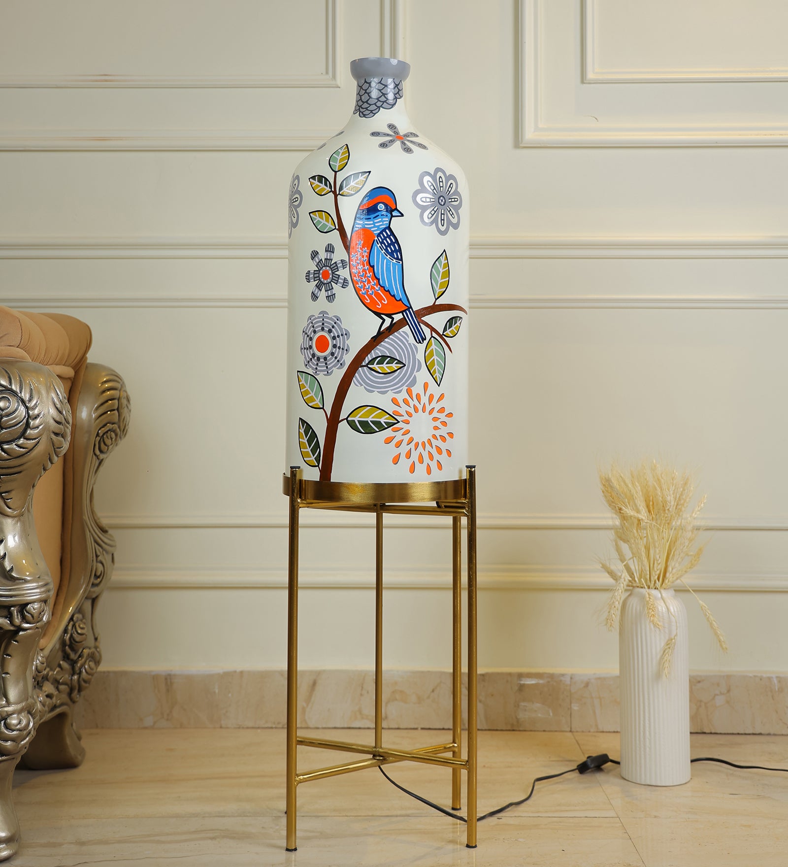 Feather Beauty Floor Lamp With Foldable Metal Stand