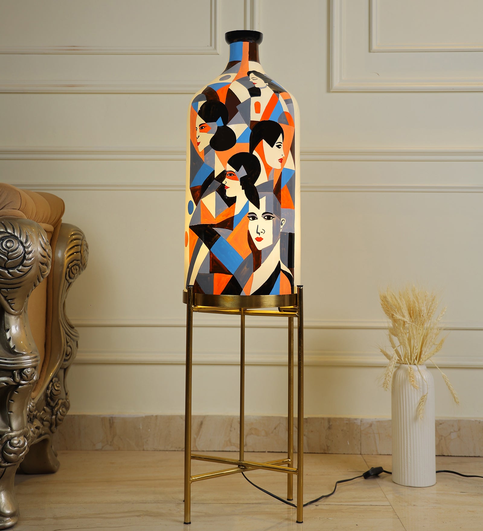 Classy Countenence Floor Lamp with Foldable Metal Stand