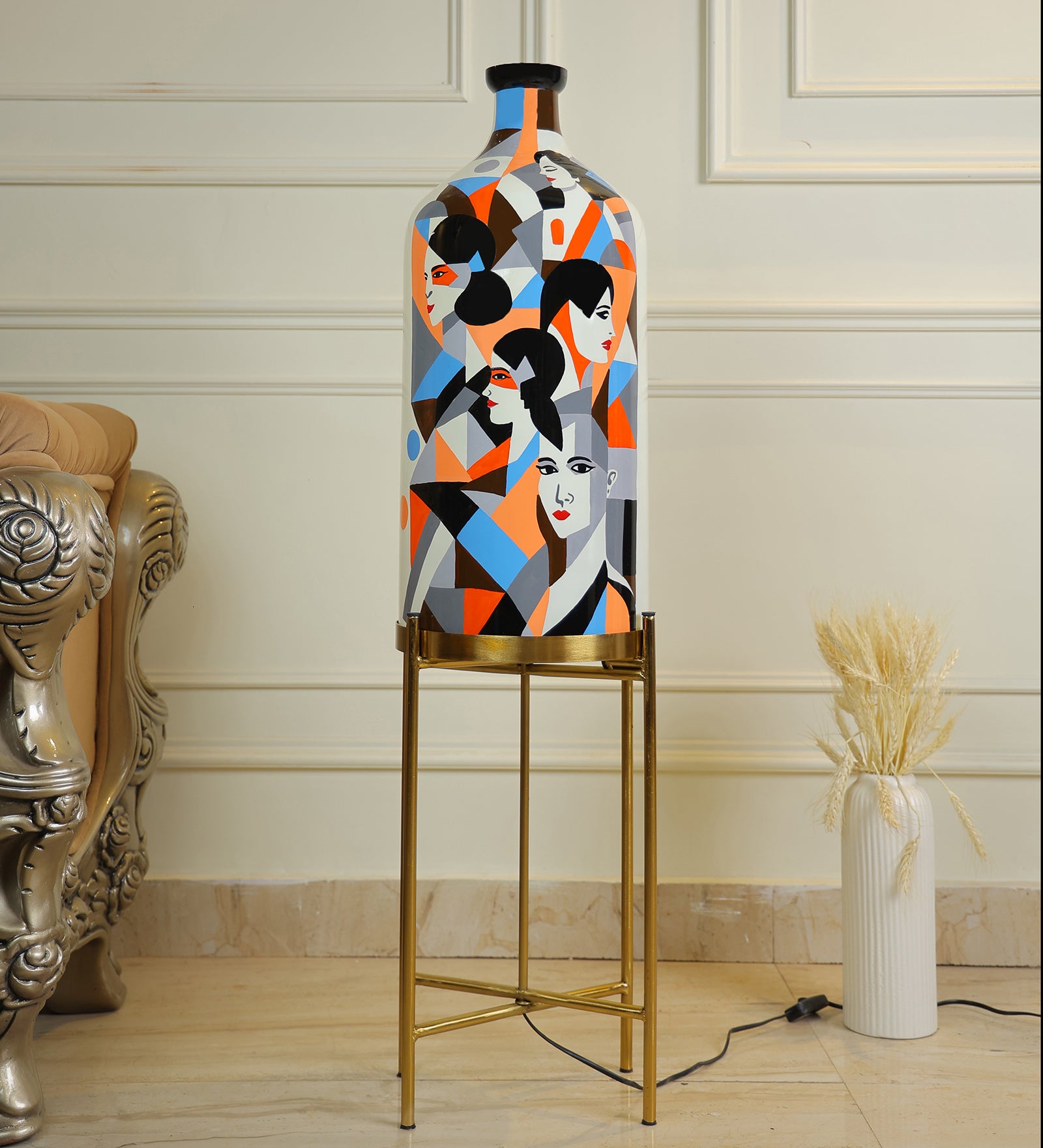 Classy Countenence Floor Lamp with Foldable Metal Stand