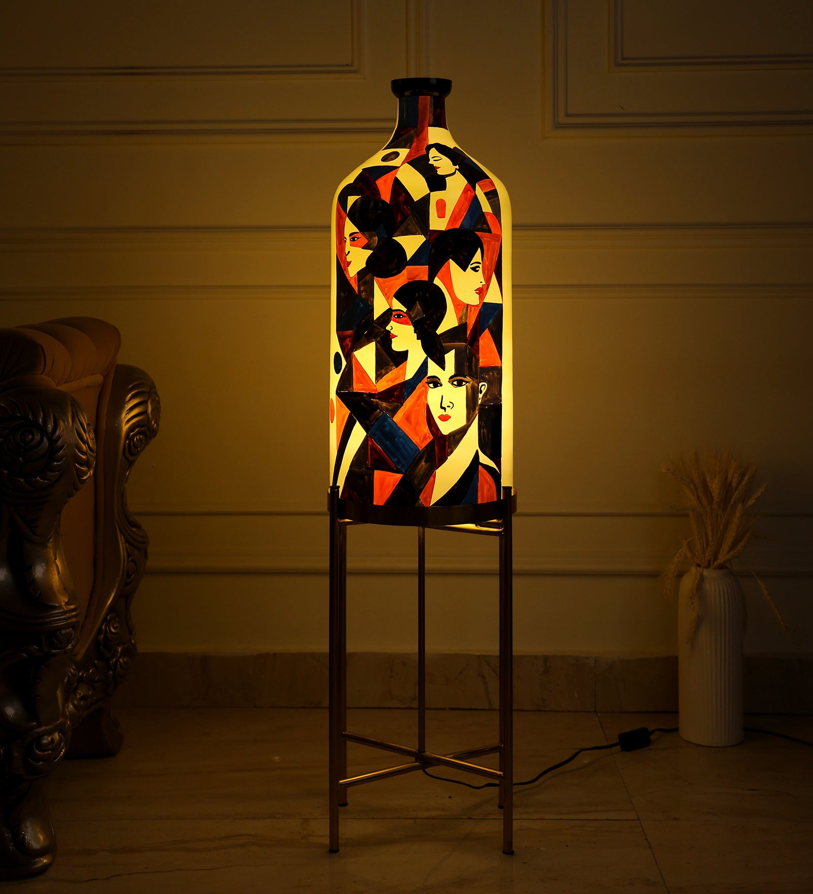 Classy Countenence Floor Lamp with Foldable Metal Stand