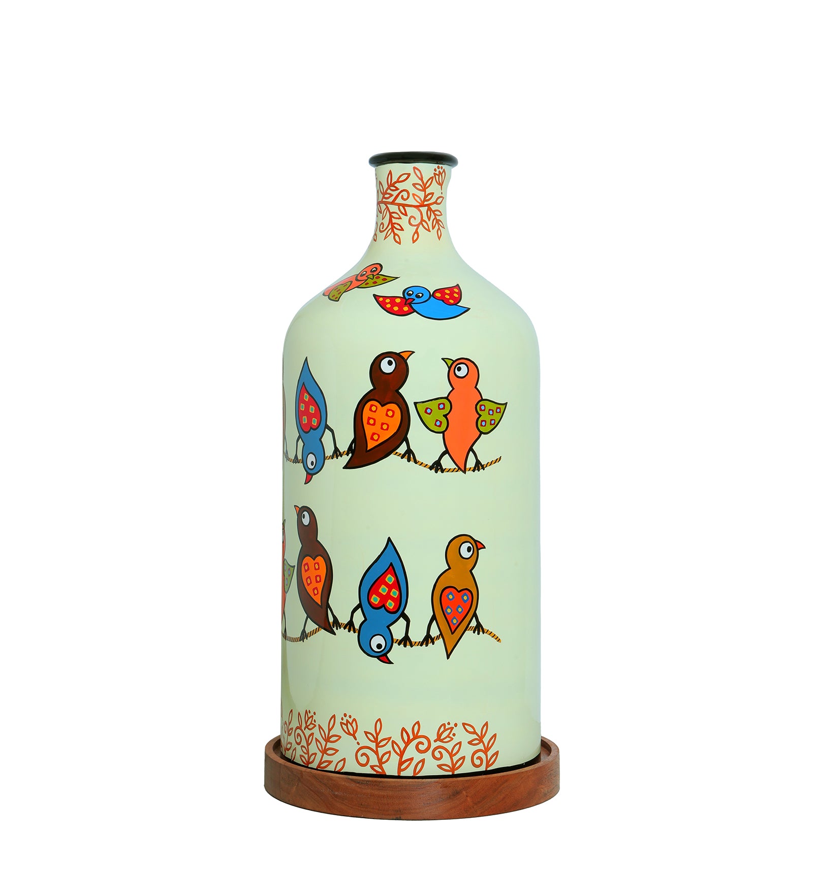 Vibrant Wings Hand Painted White Glass Shade Table Lamp