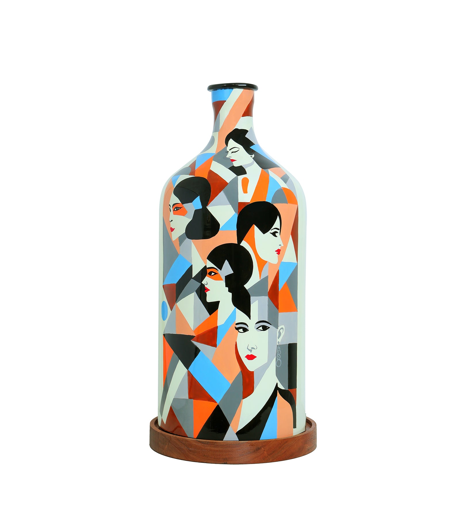 Classy Countenance Hand Painted White Glass Shade Table Lamp