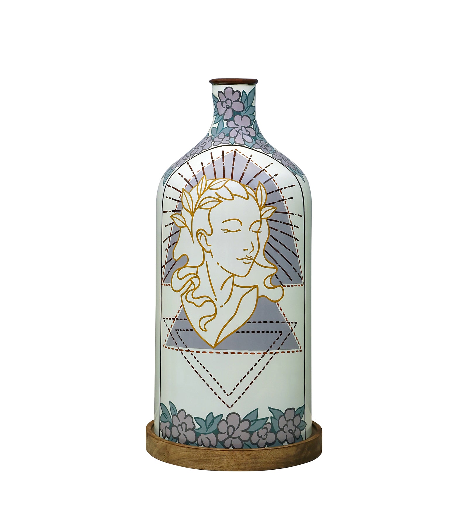 Aesthetic Elegance Hand Painted White Glass Shade Table Lamp