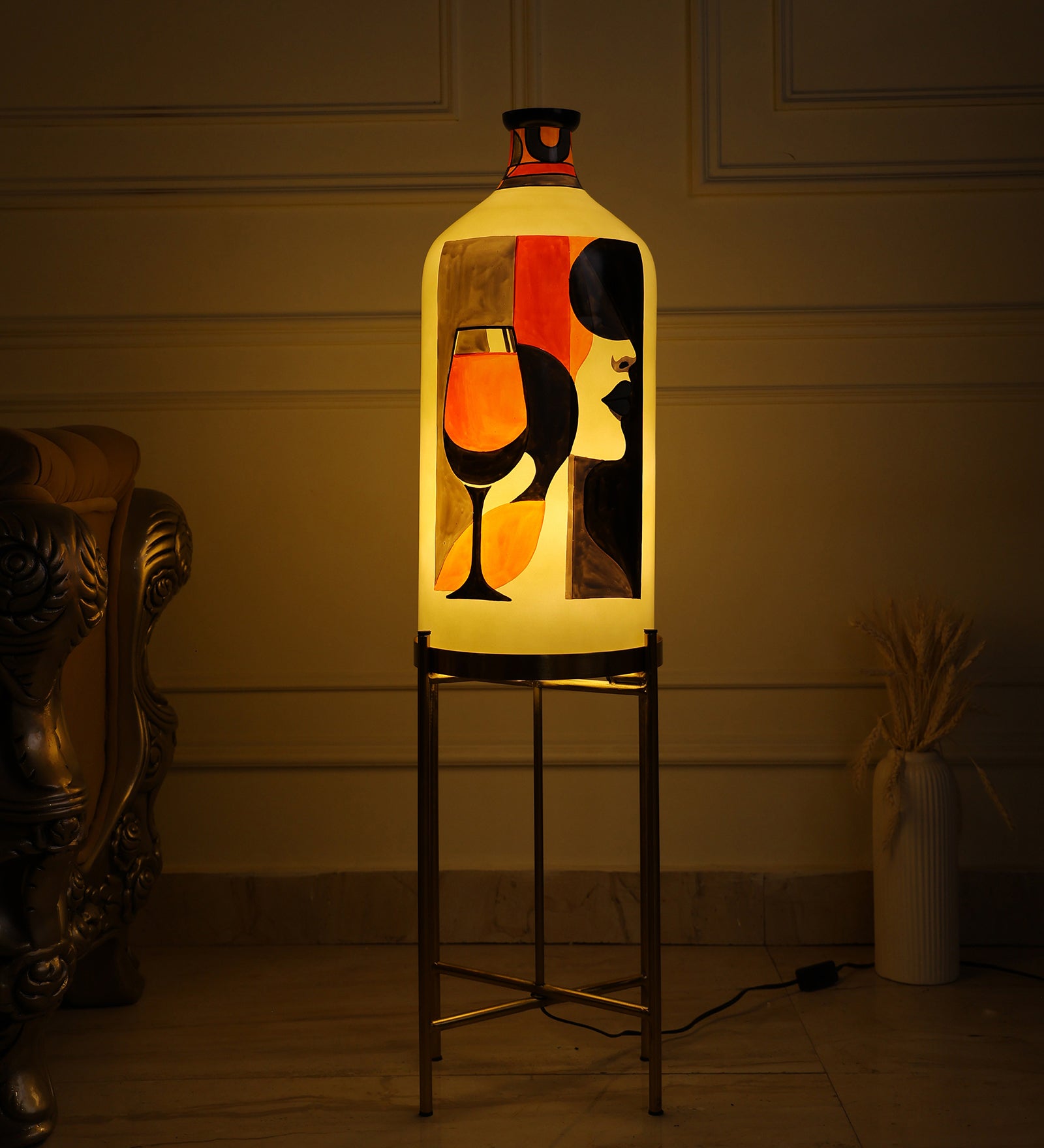 Lady Sparkling Floor Lamp with Foldable Metal Stand