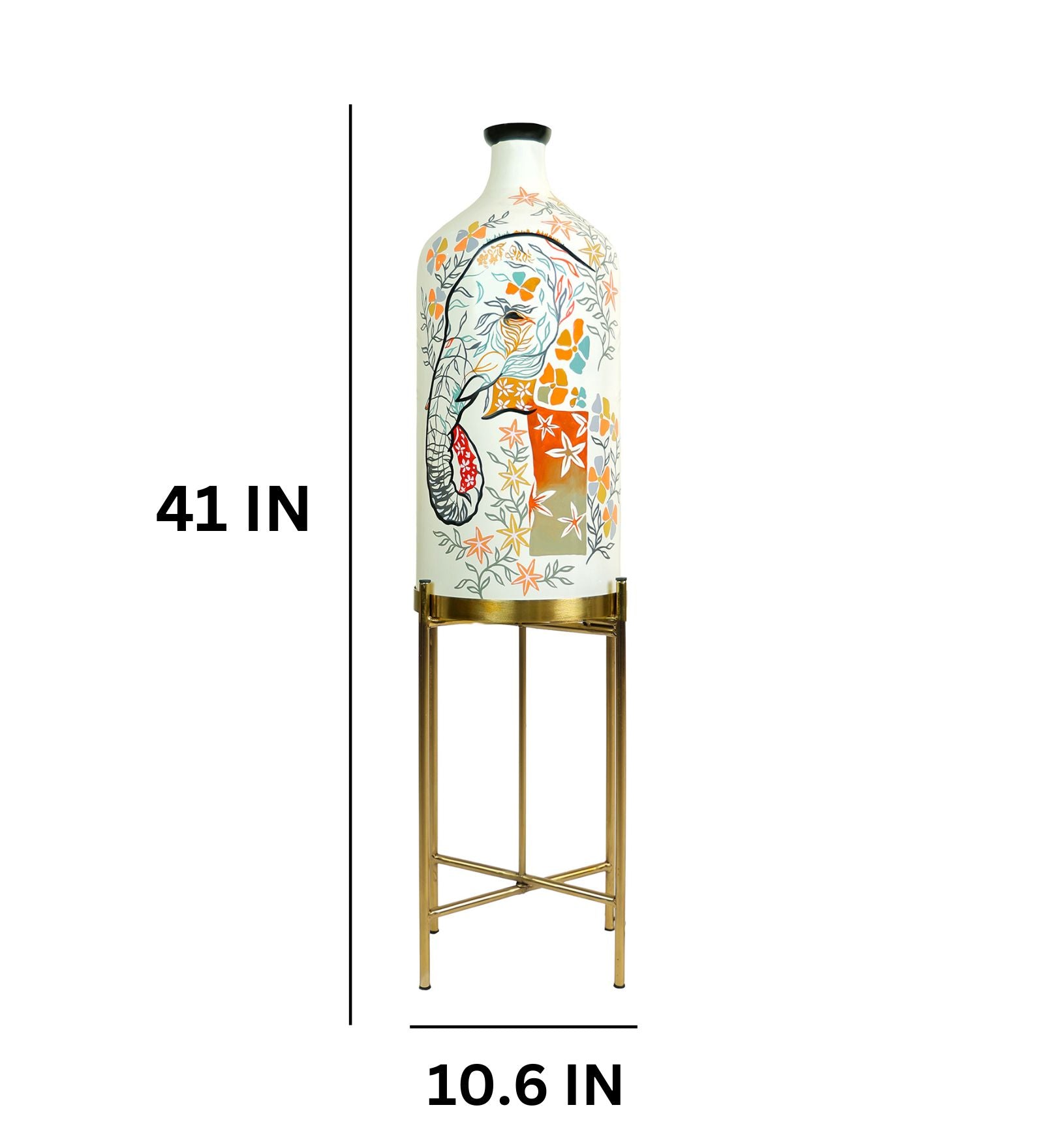 Ivory Bearer Floor Lamp with Foldable Metal Stand