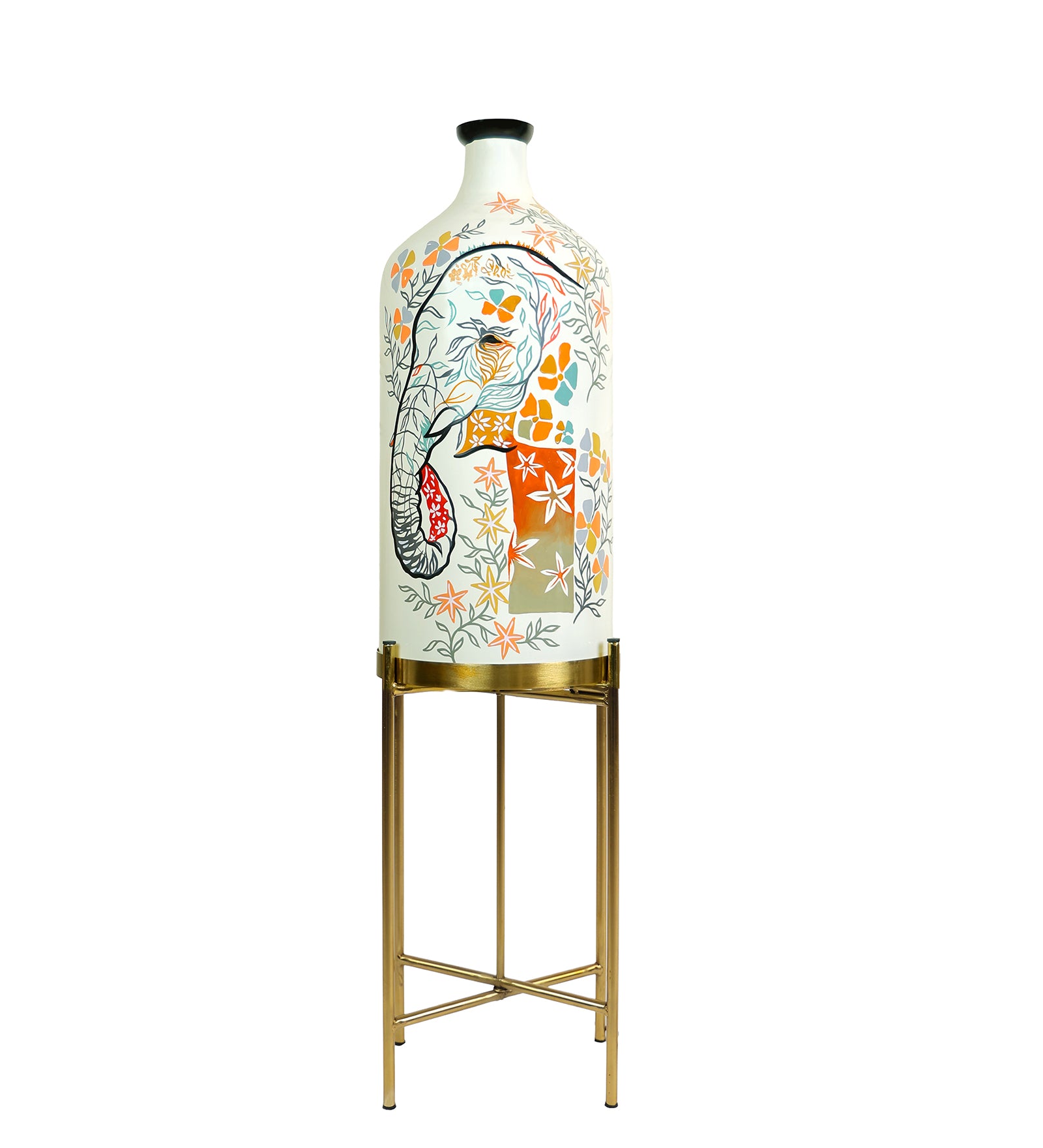 Ivory Bearer Floor Lamp with Foldable Metal Stand