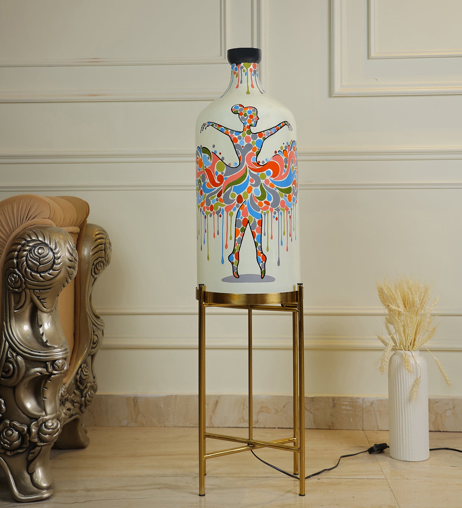 Rhythmic Beauty Floor Lamp with Foldable Metal Stand