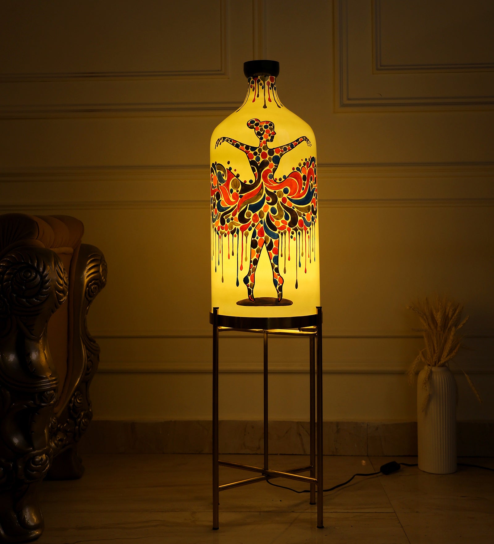 Rhythmic Beauty Floor Lamp with Foldable Metal Stand