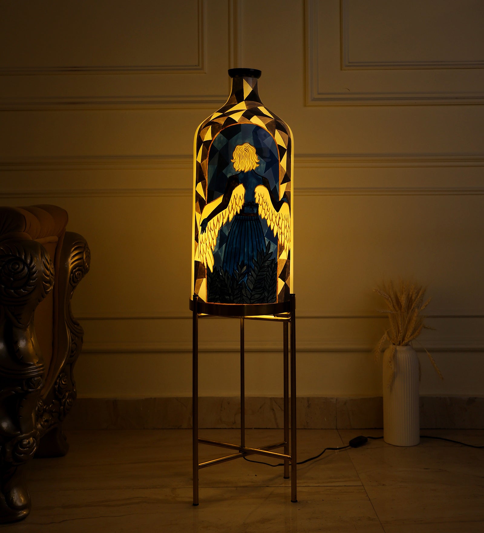 Angel Girl Floor Lamp with Foldable Metal Stand