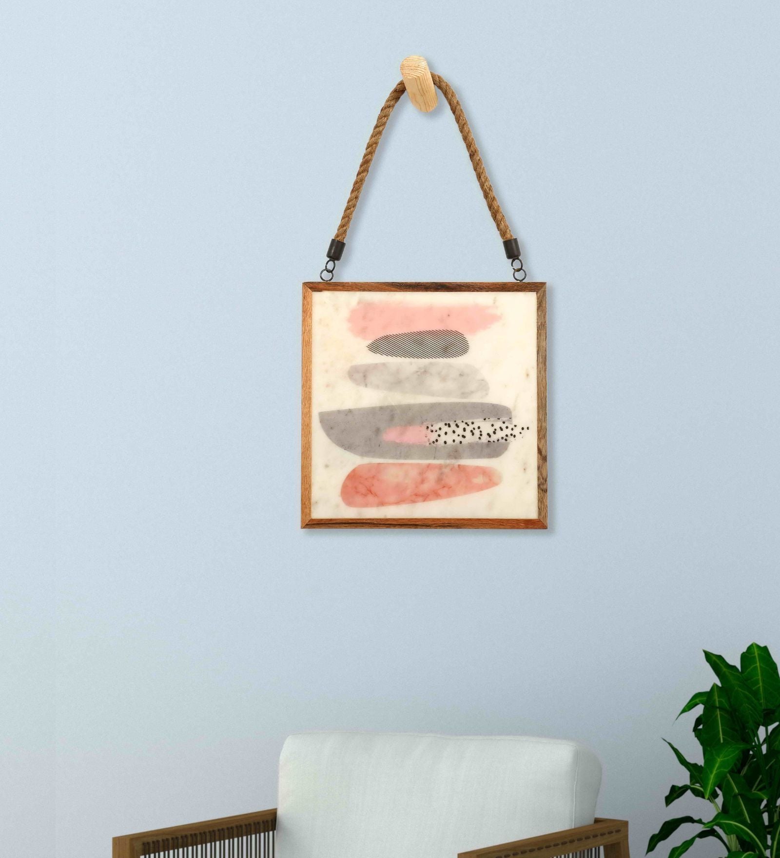 Pink Leaves Marble Wall Art