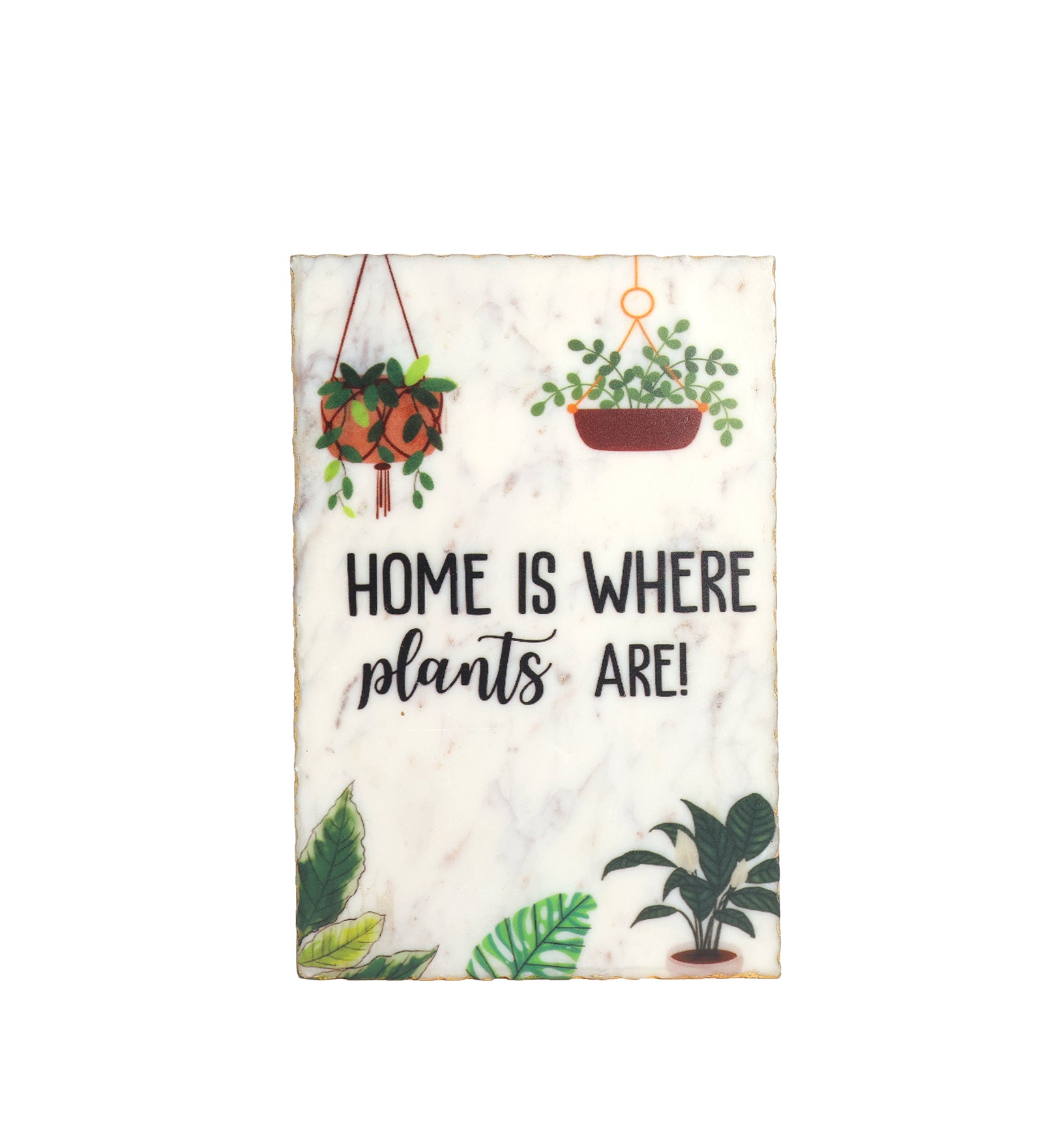 Home Is Where Plants Are Marble Wall Art