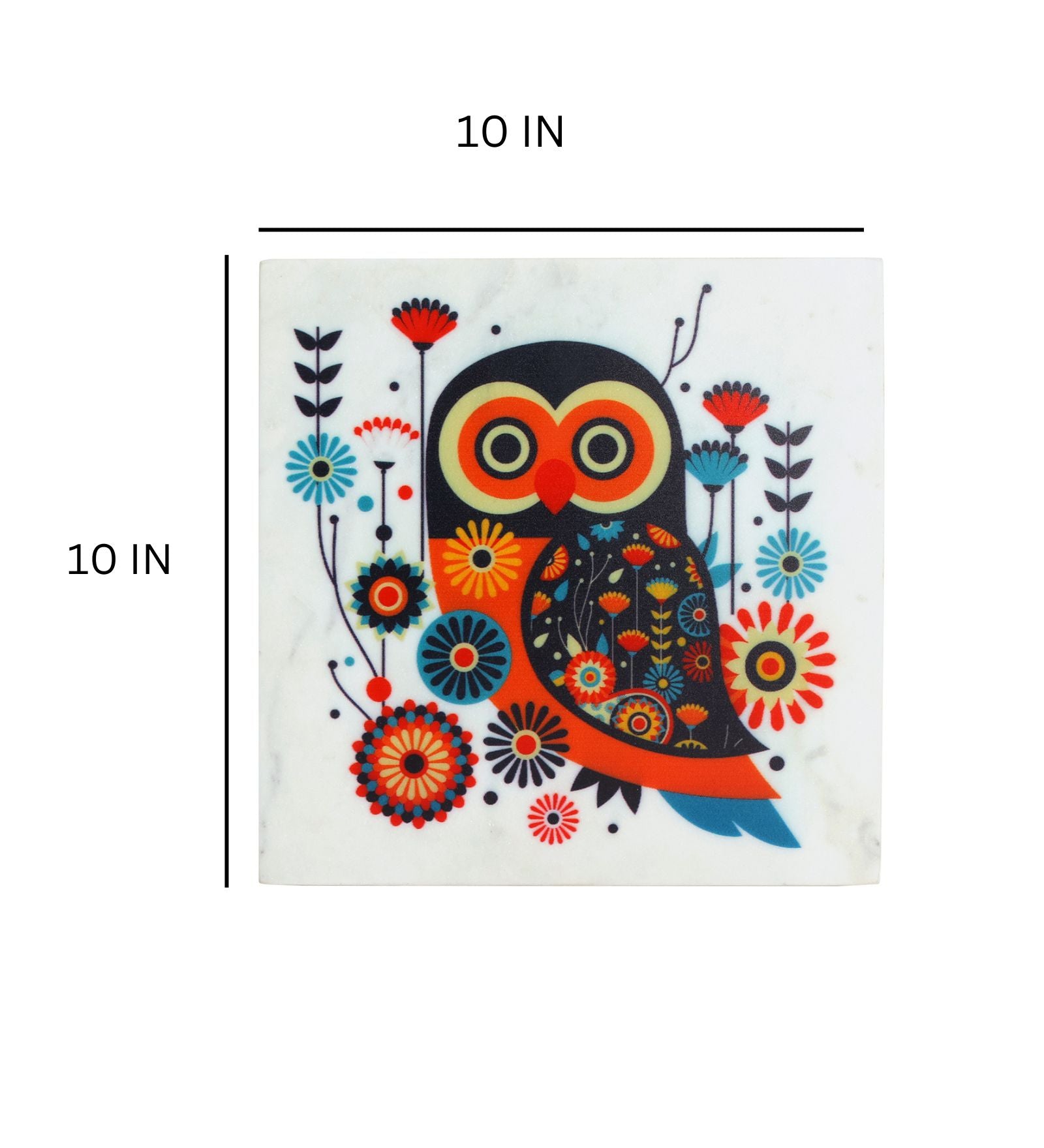 Vibrant Owl Marble Wall Art
