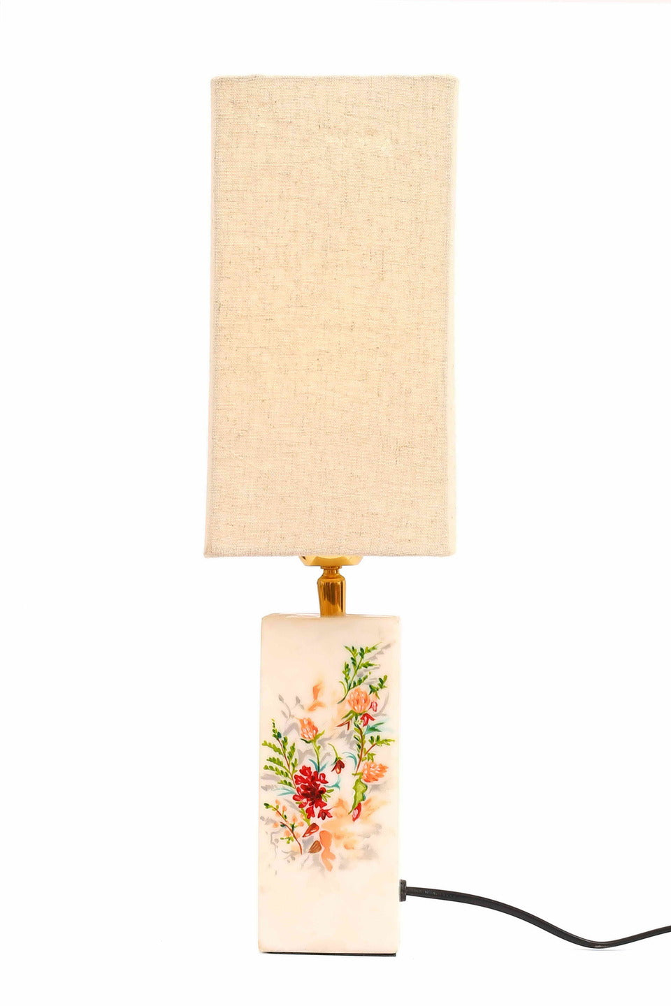 Abstract Marble Table Lamp with Beige Shade