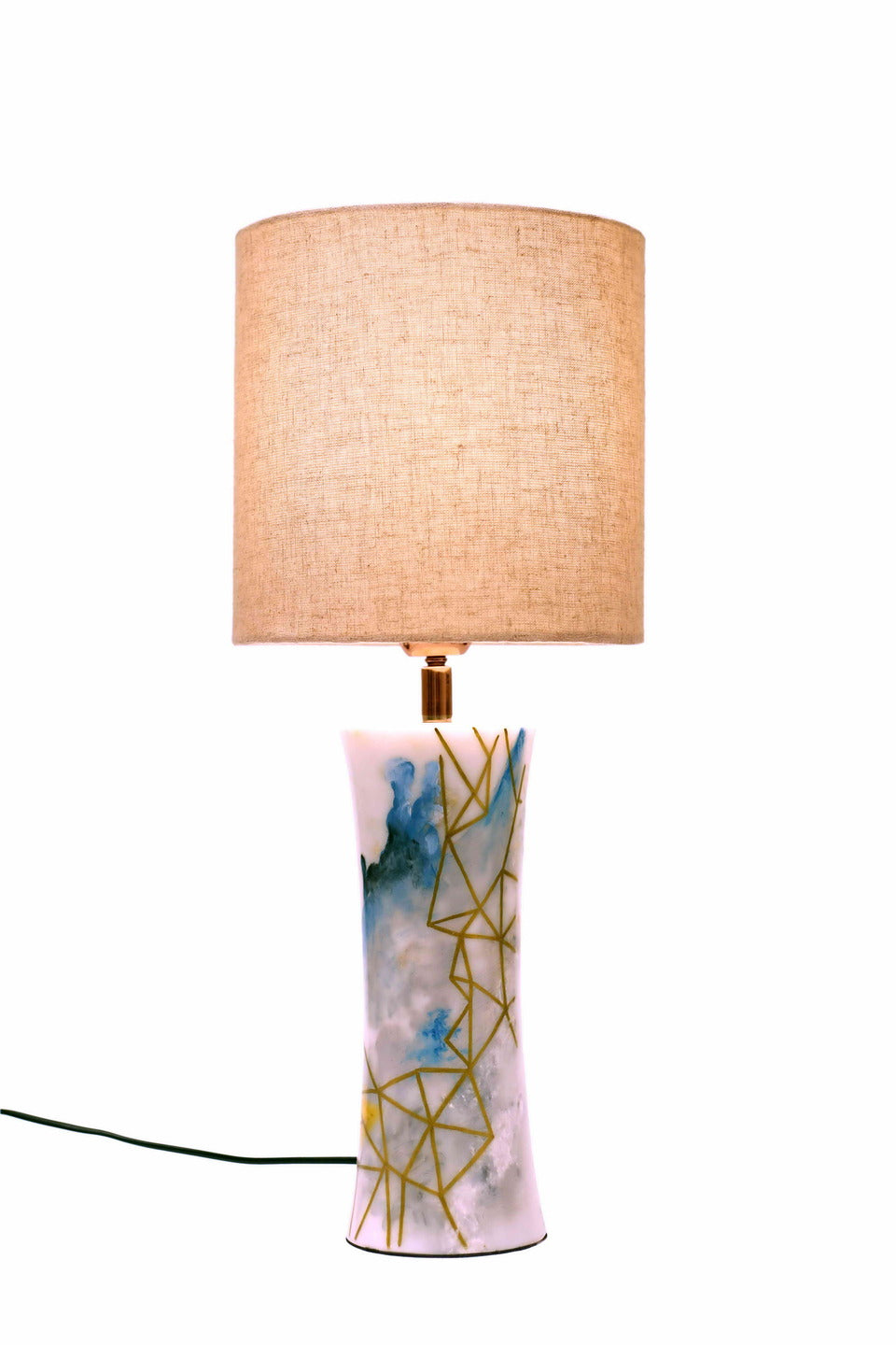 Marble Table Lamp with Beige Shade