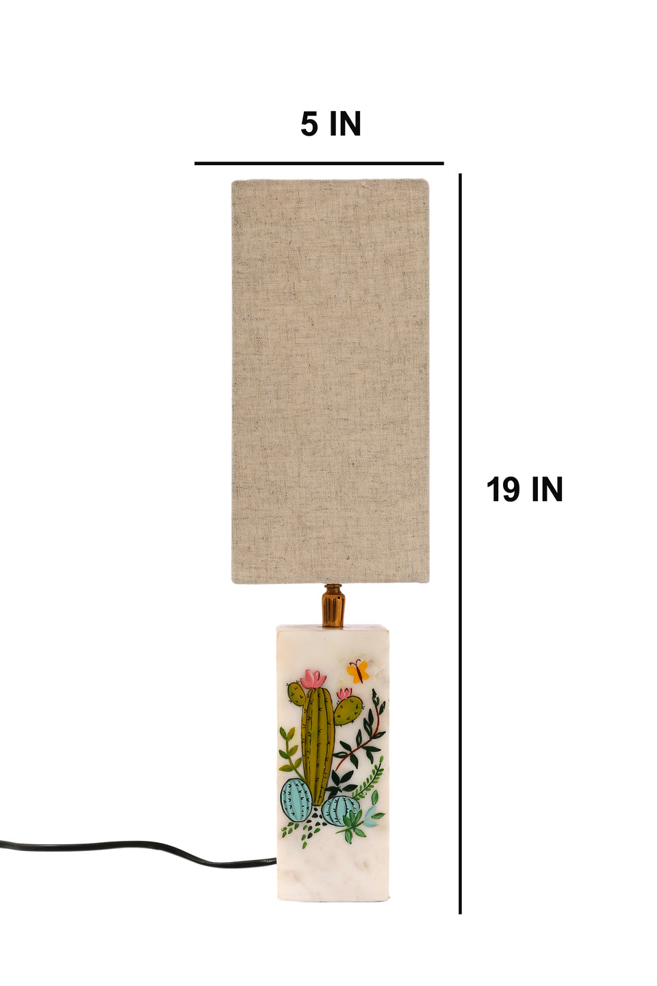 Cactatious Marble Table Lamp with Beige Shade