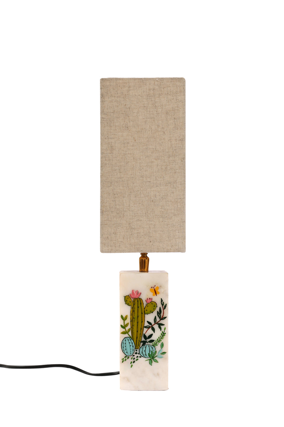 Cactatious Marble Table Lamp with Beige Shade