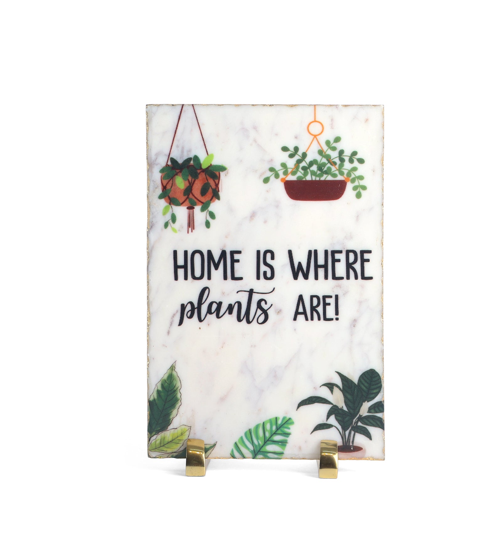 Home Is Where Plants Are Marble Table Decor Item