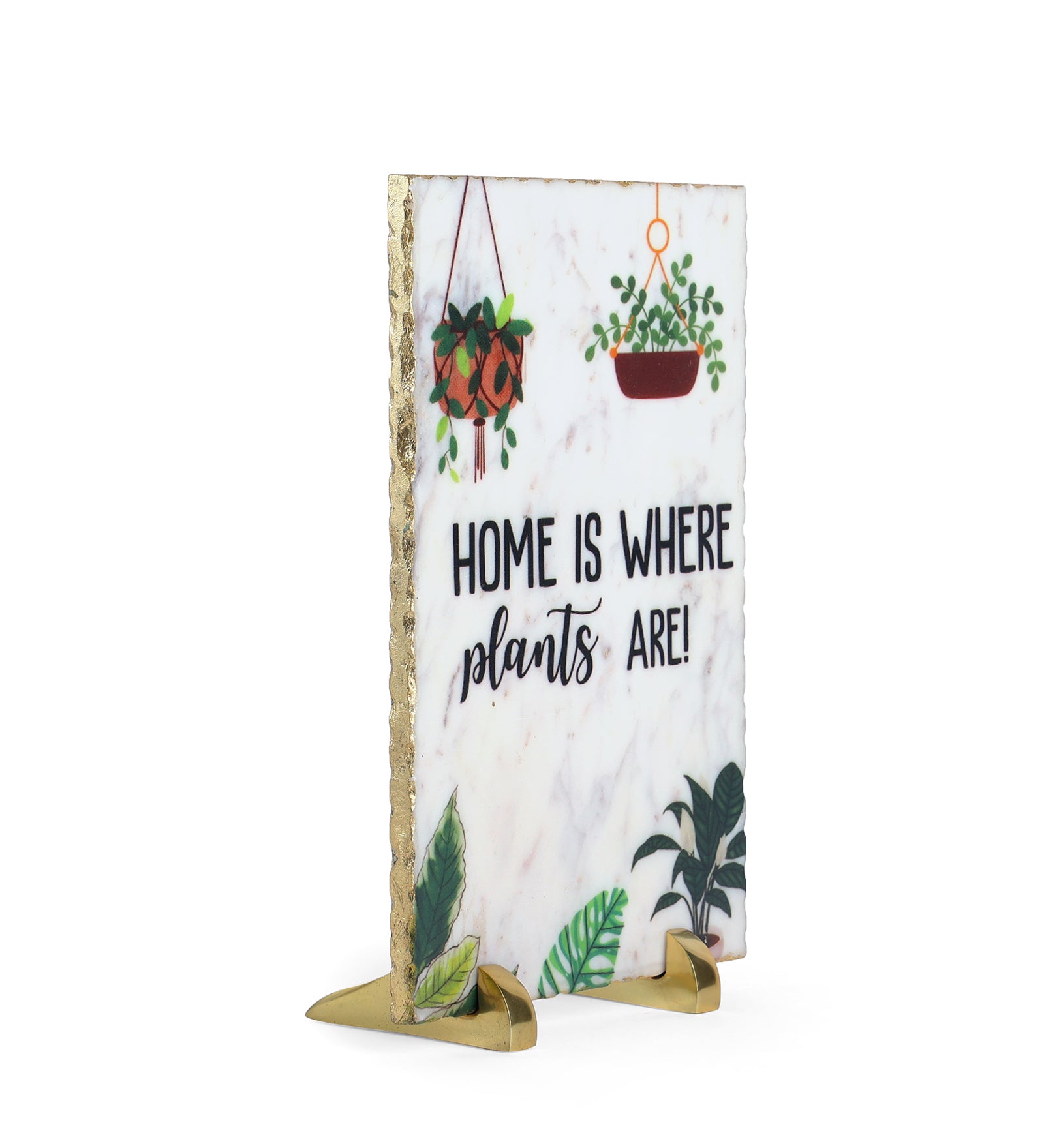 Home Is Where Plants Are Marble Table Decor Item