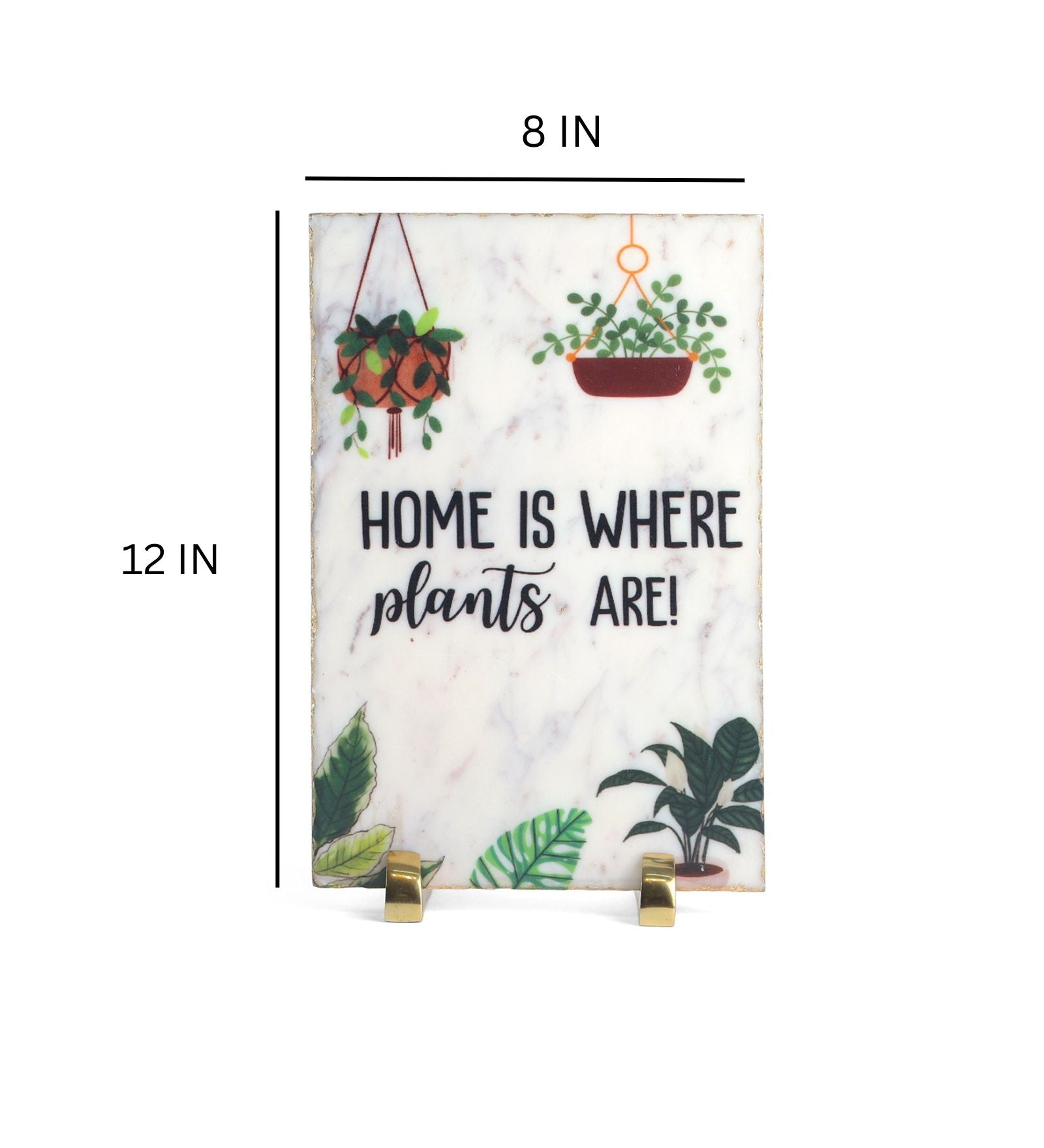 Home Is Where Plants Are Marble Table Decor Item